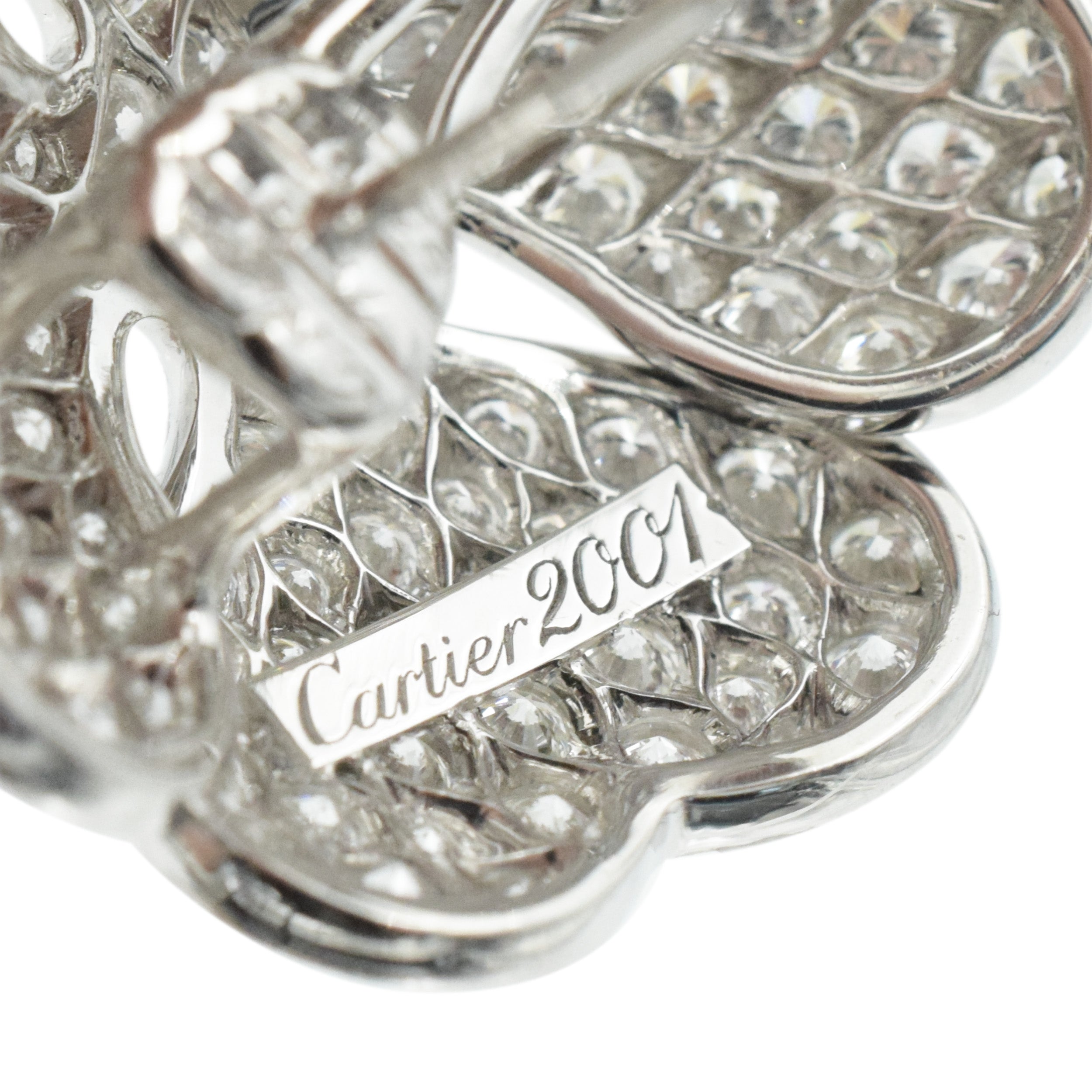 Cartier Anniversary Edition Diamond Clover Earrings In 18k White Gold