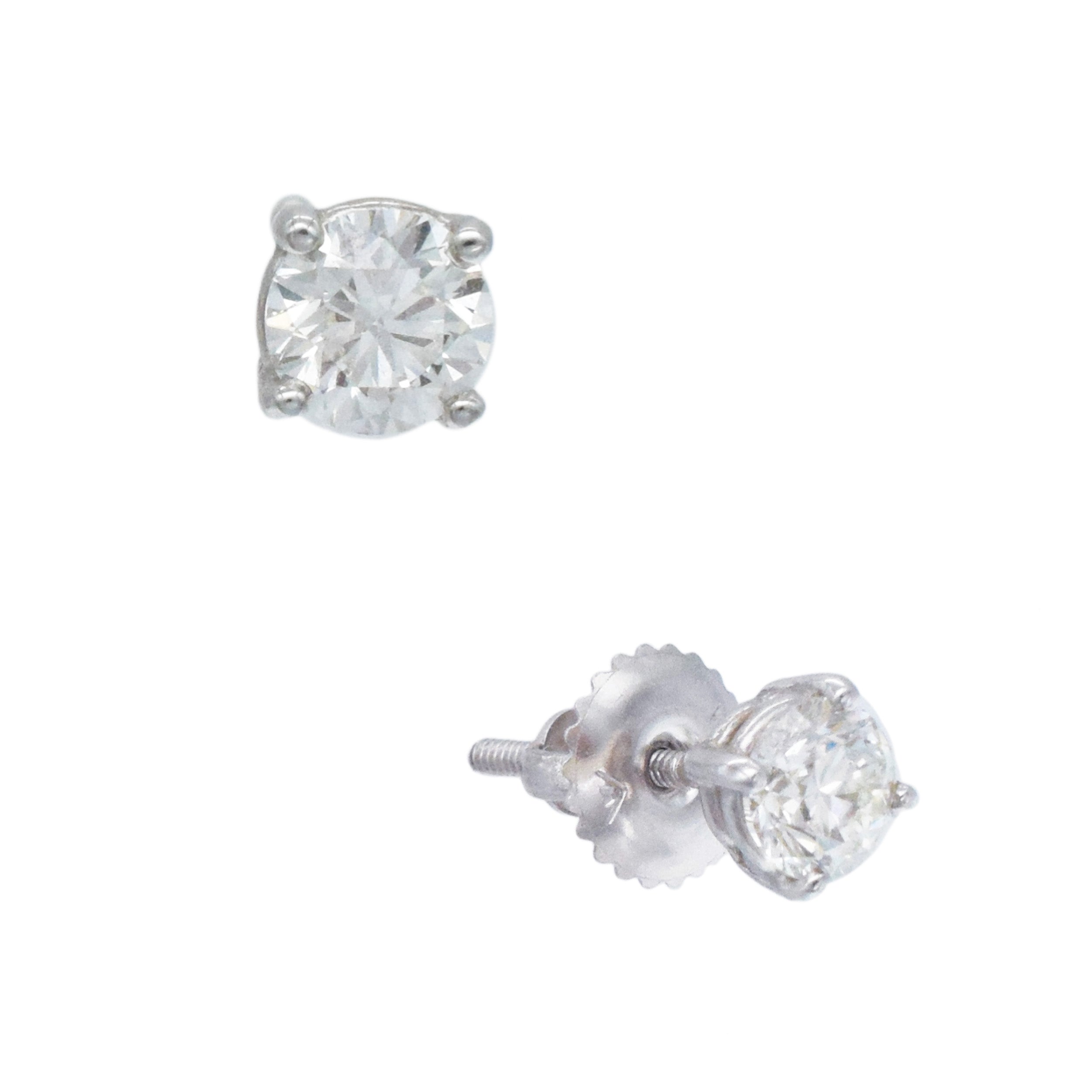 0.80ct Diamond stud earrings in 14k white gold