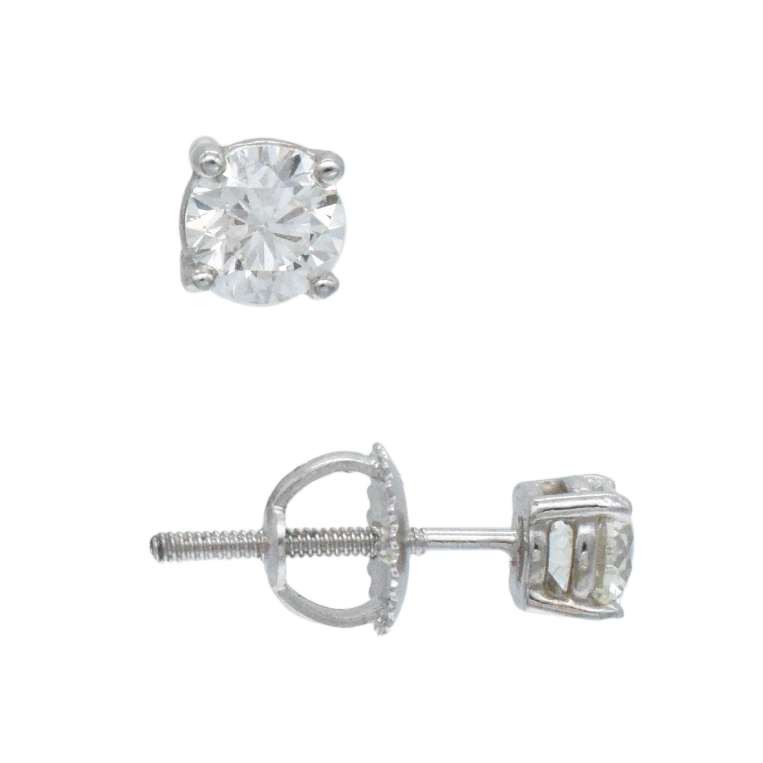 0.80ct Diamond stud earrings in 14k white gold