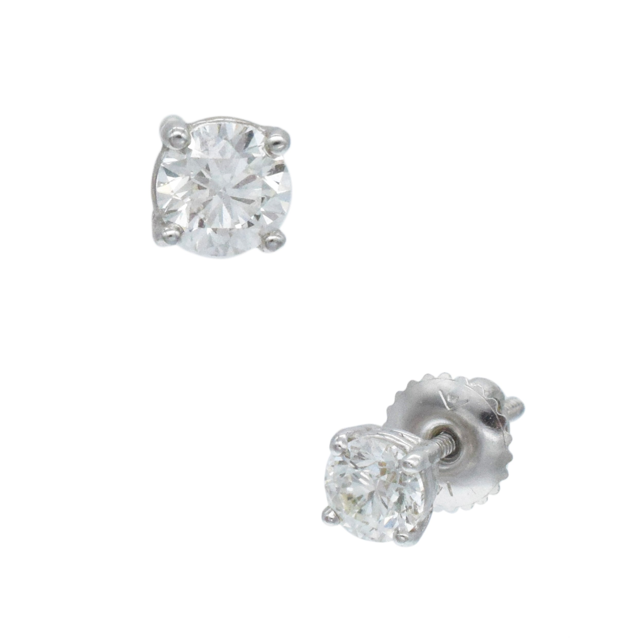 0.80ct Diamond stud earrings in 14k white gold