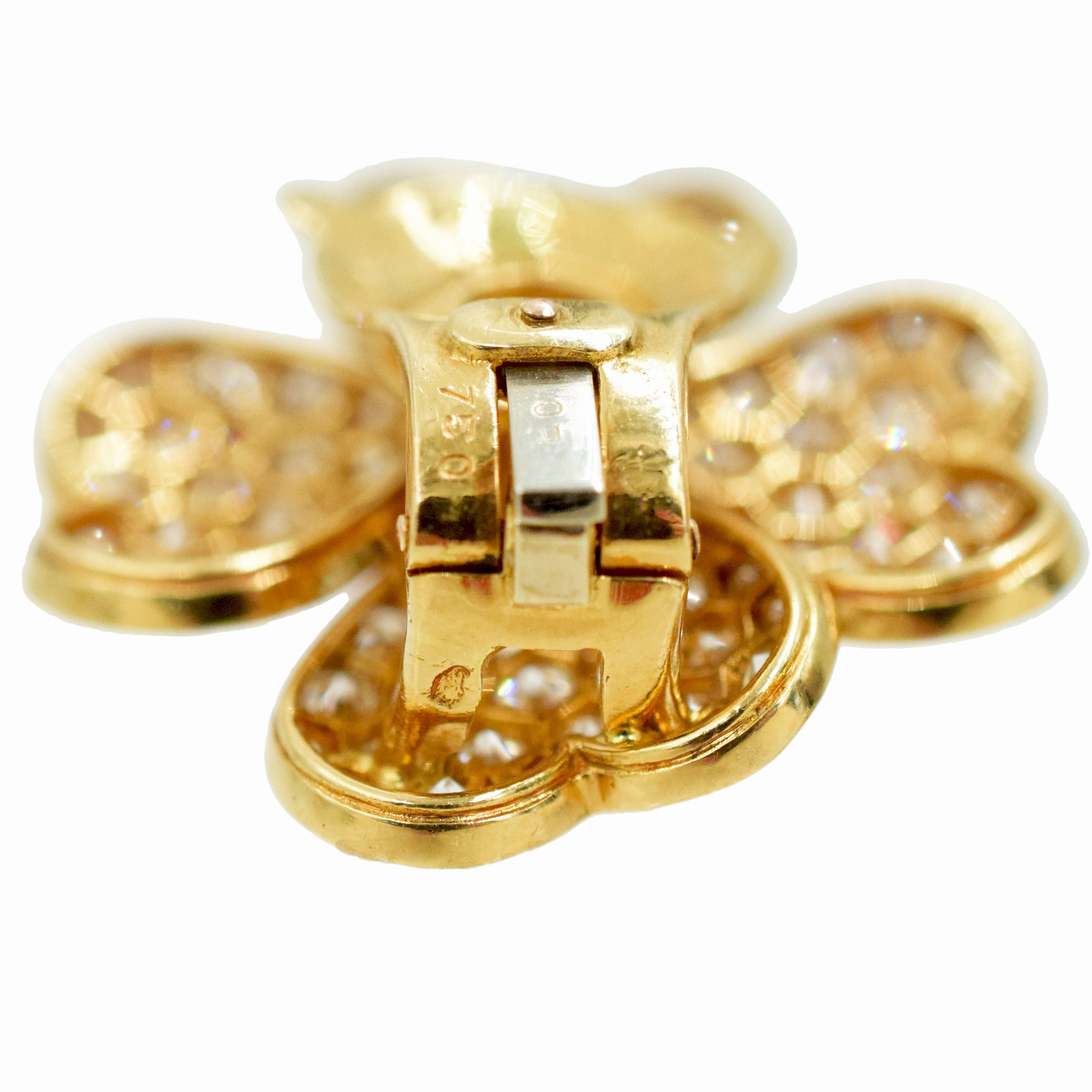 Van Cleef & Arpels 'Cosmos' Diamond And Emerald Earrings And Brooch Suite In 18k Yellow Gold