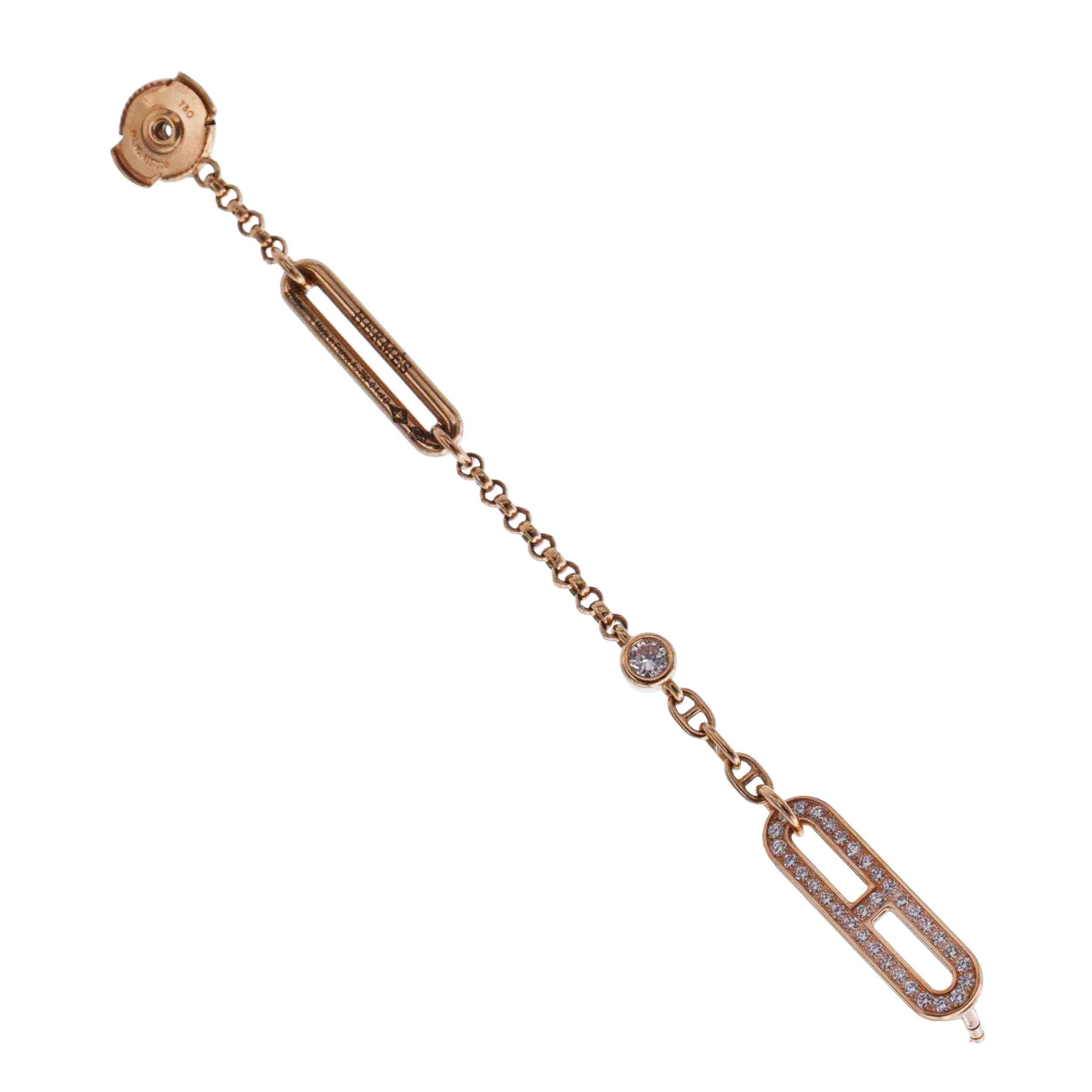 Hermes Diamond ' Chaine D'Ancre Chaos ' Earrings In 18K Rose Gold