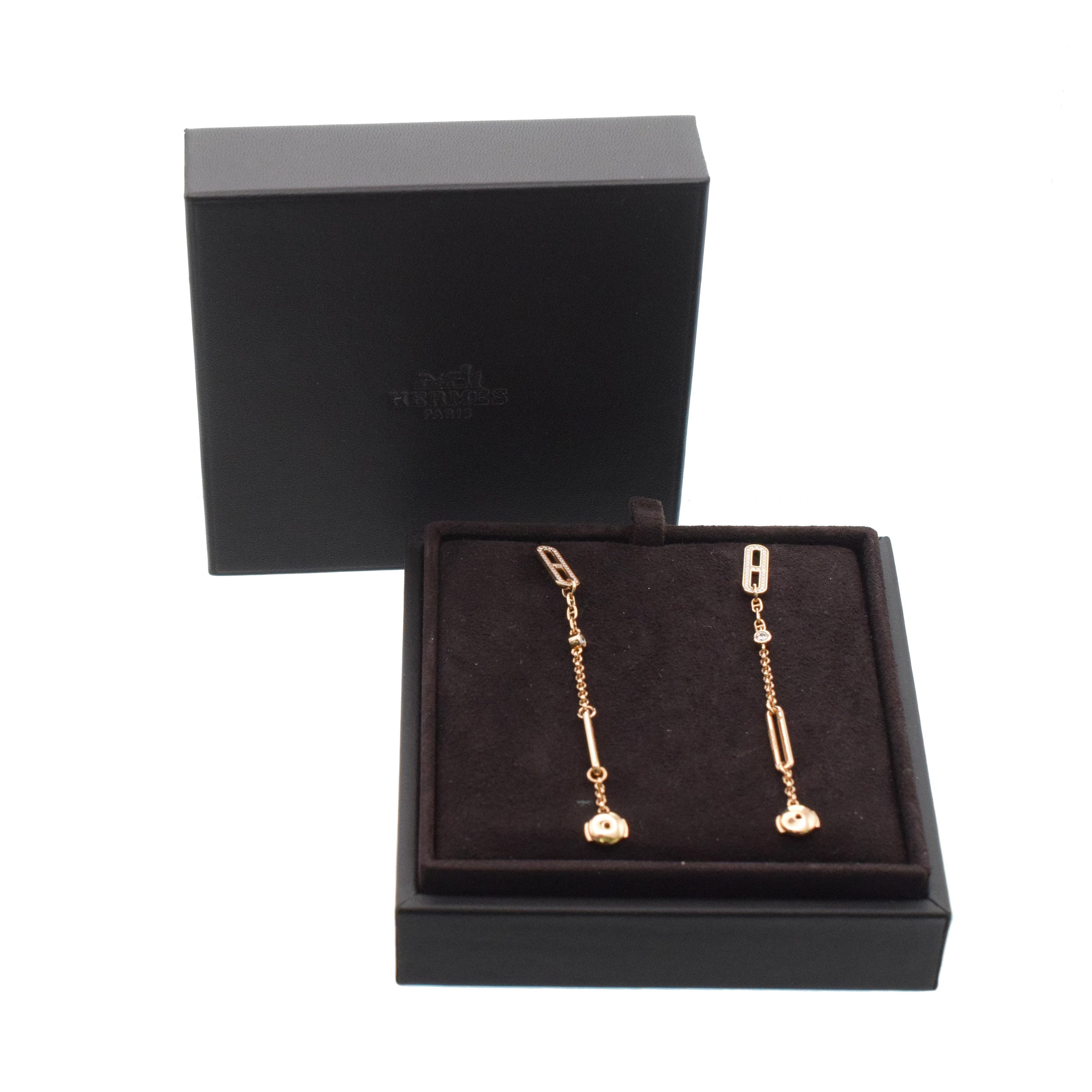 Hermes Diamond ' Chaine D'Ancre Chaos ' Earrings In 18K Rose Gold