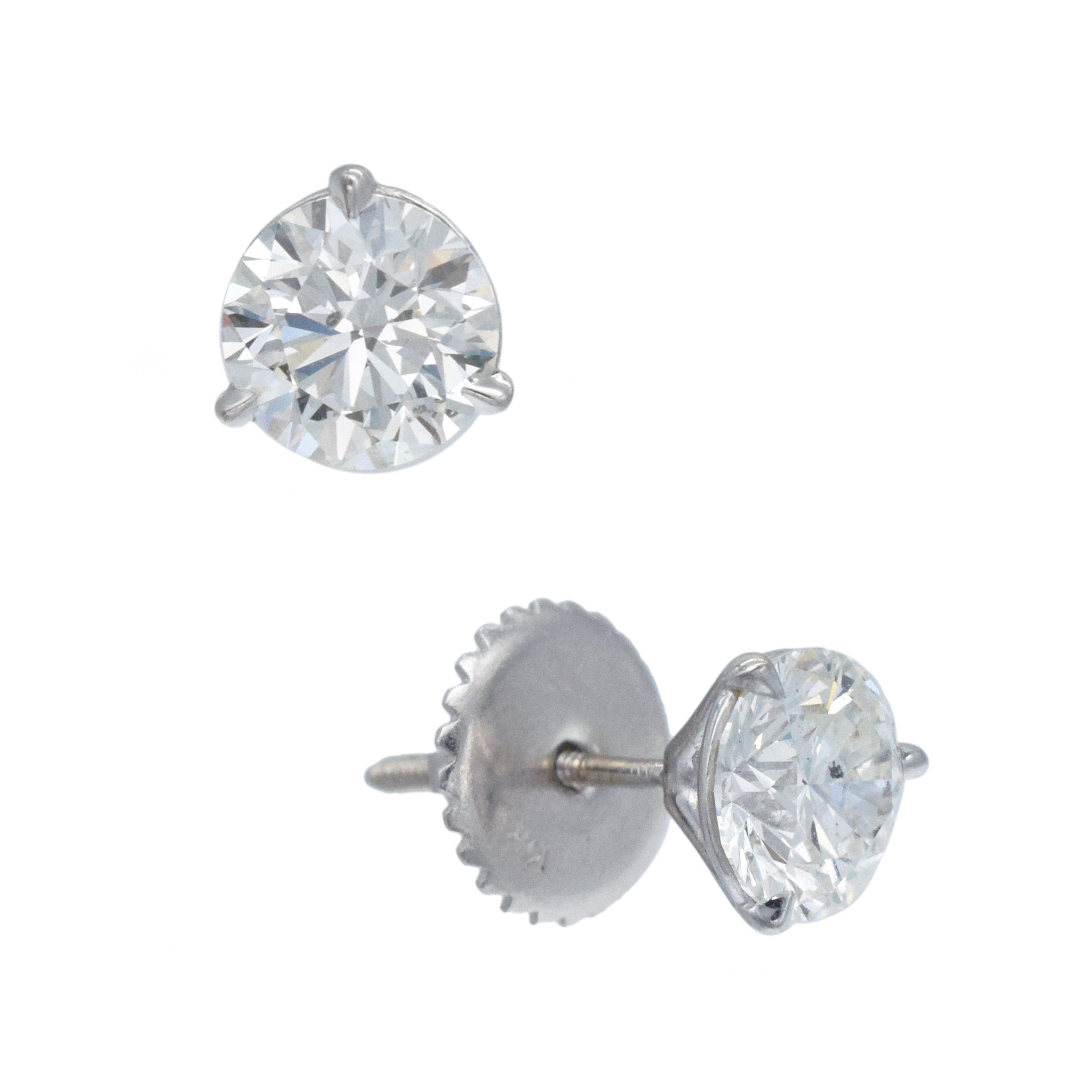 2.44ct martini set stud earrings set in 14k white gold