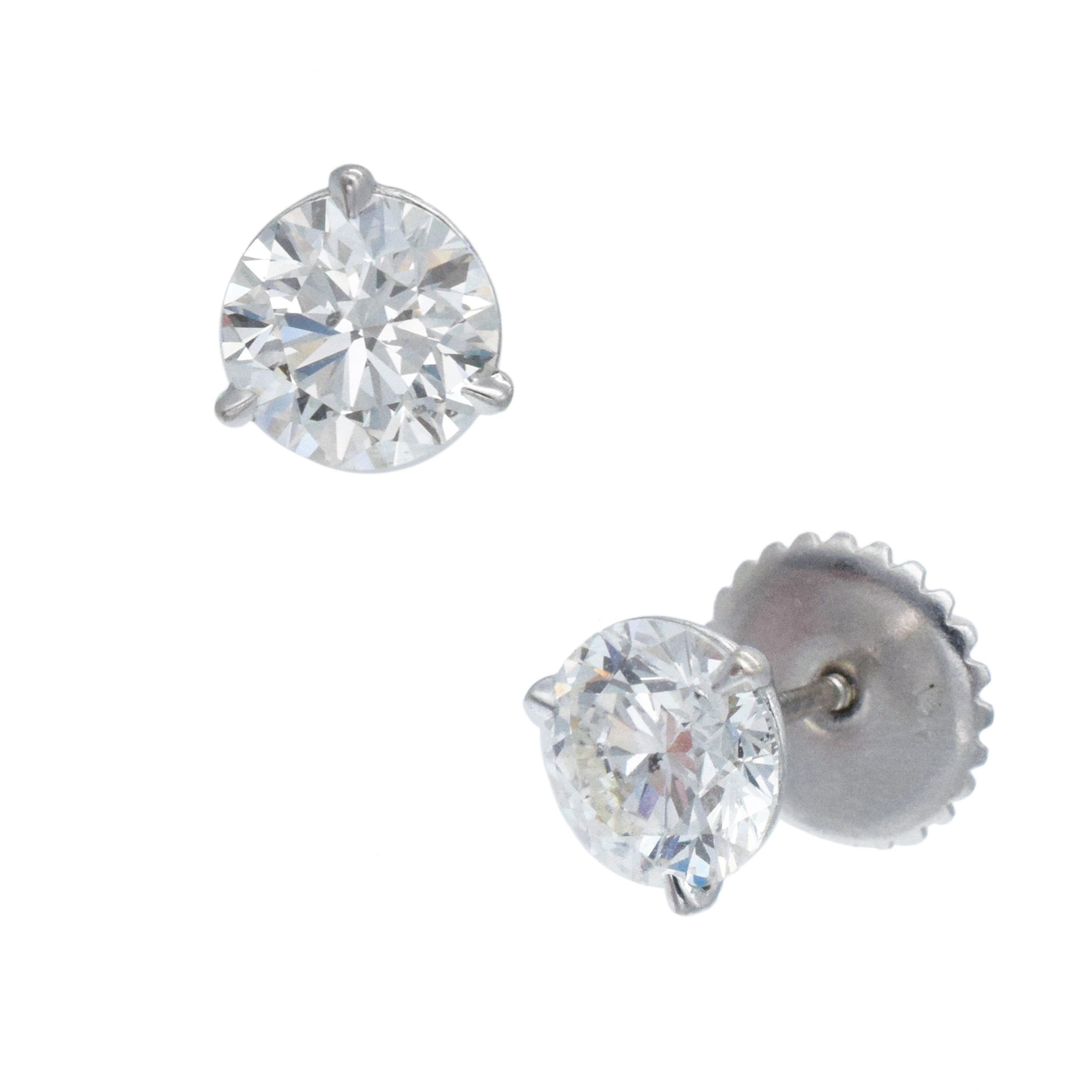 2.44ct martini set stud earrings set in 14k white gold