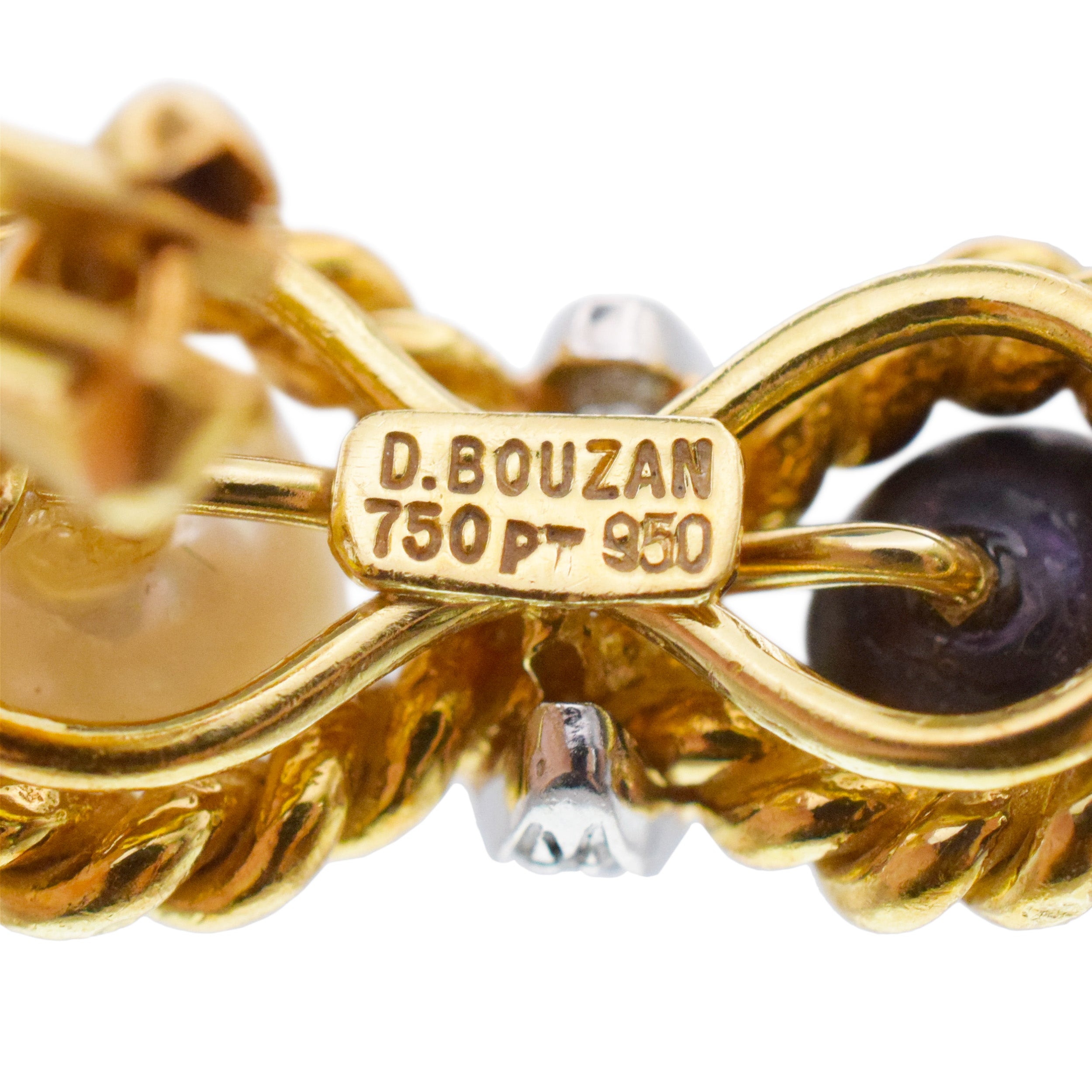 D.Bouzan Diamond And Pearl Ear-clip Earrings in 18k Gold And Platinum