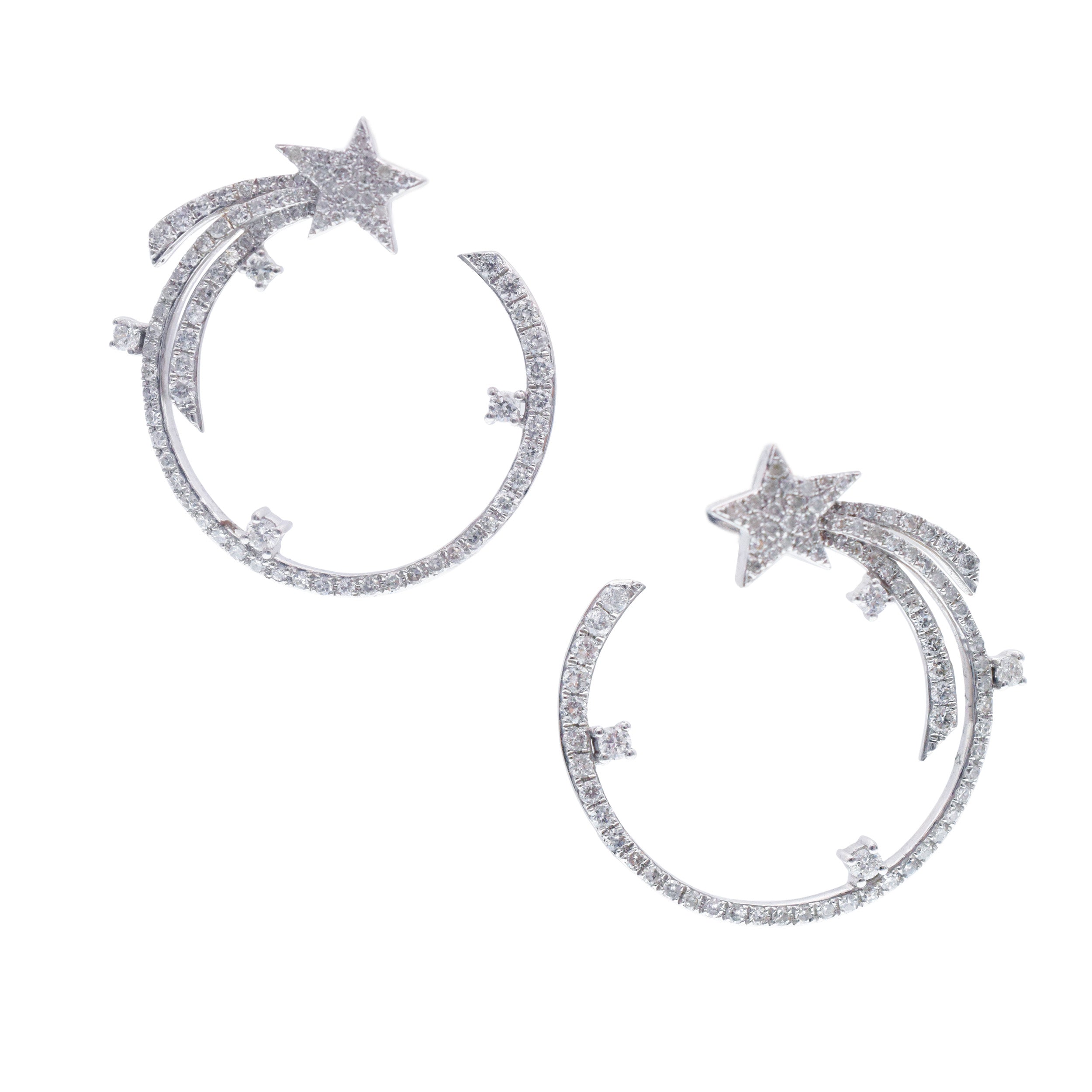 1.50ct Diamond Shooting Star Earrings In 14k White Gold