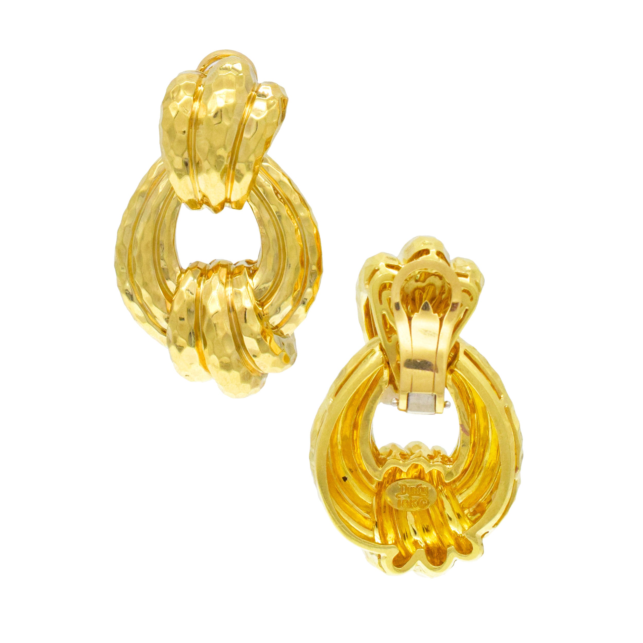 Henry Dunay Hammered 18k Yellow Gold Doorknocker Earrings