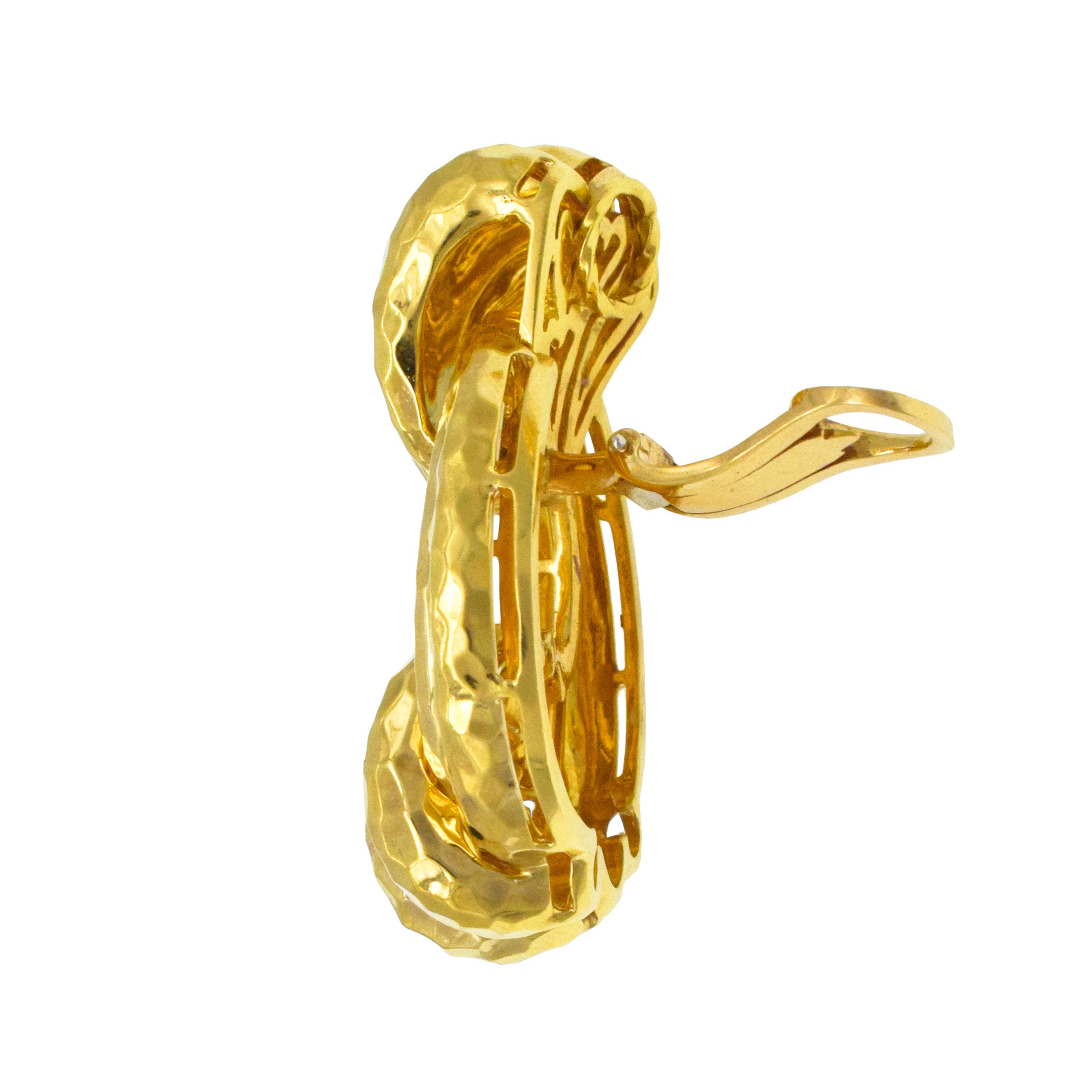 Henry Dunay Hammered 18k Yellow Gold Doorknocker Earrings