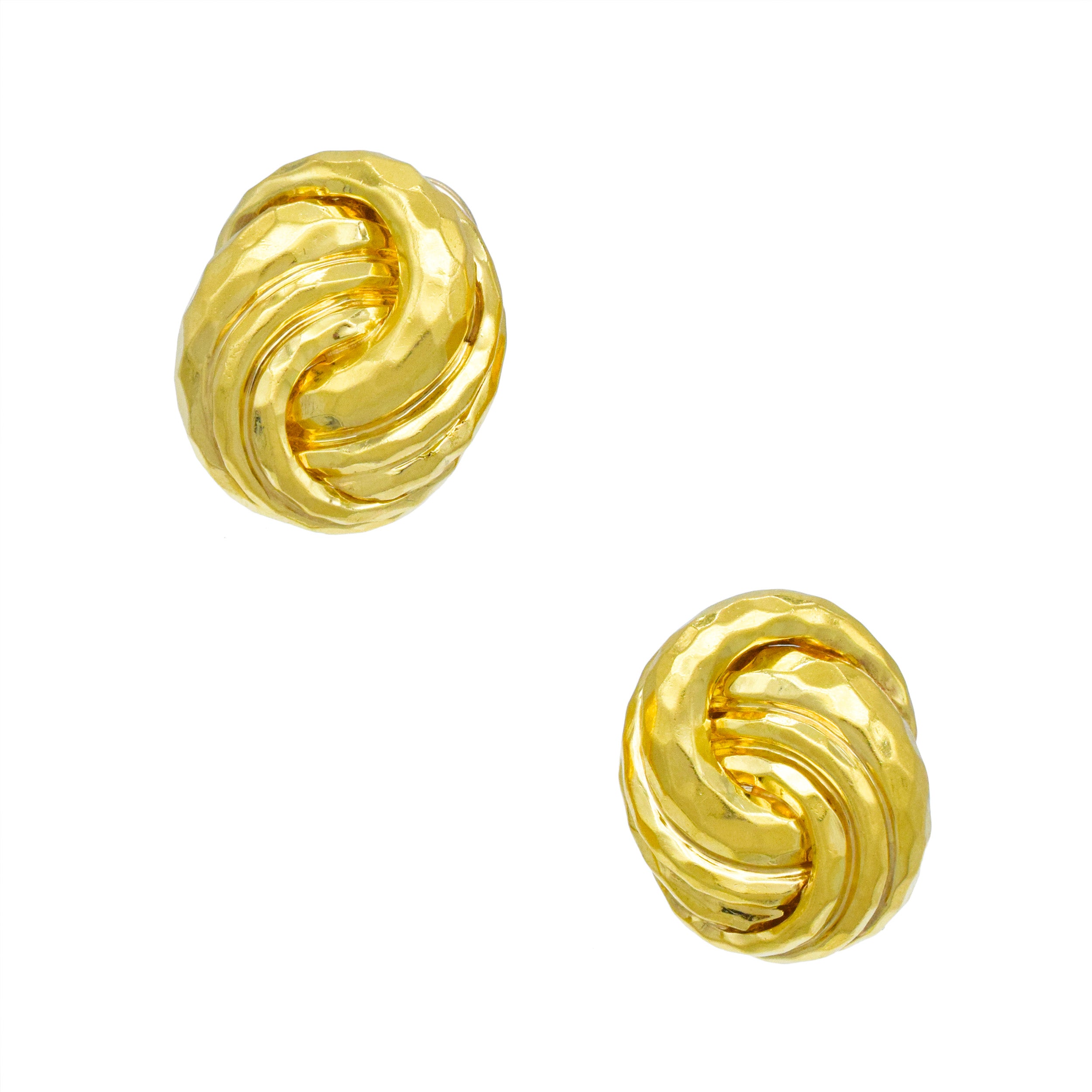 Henry Dunay Hammered 18k Yellow Gold Knot Earrings