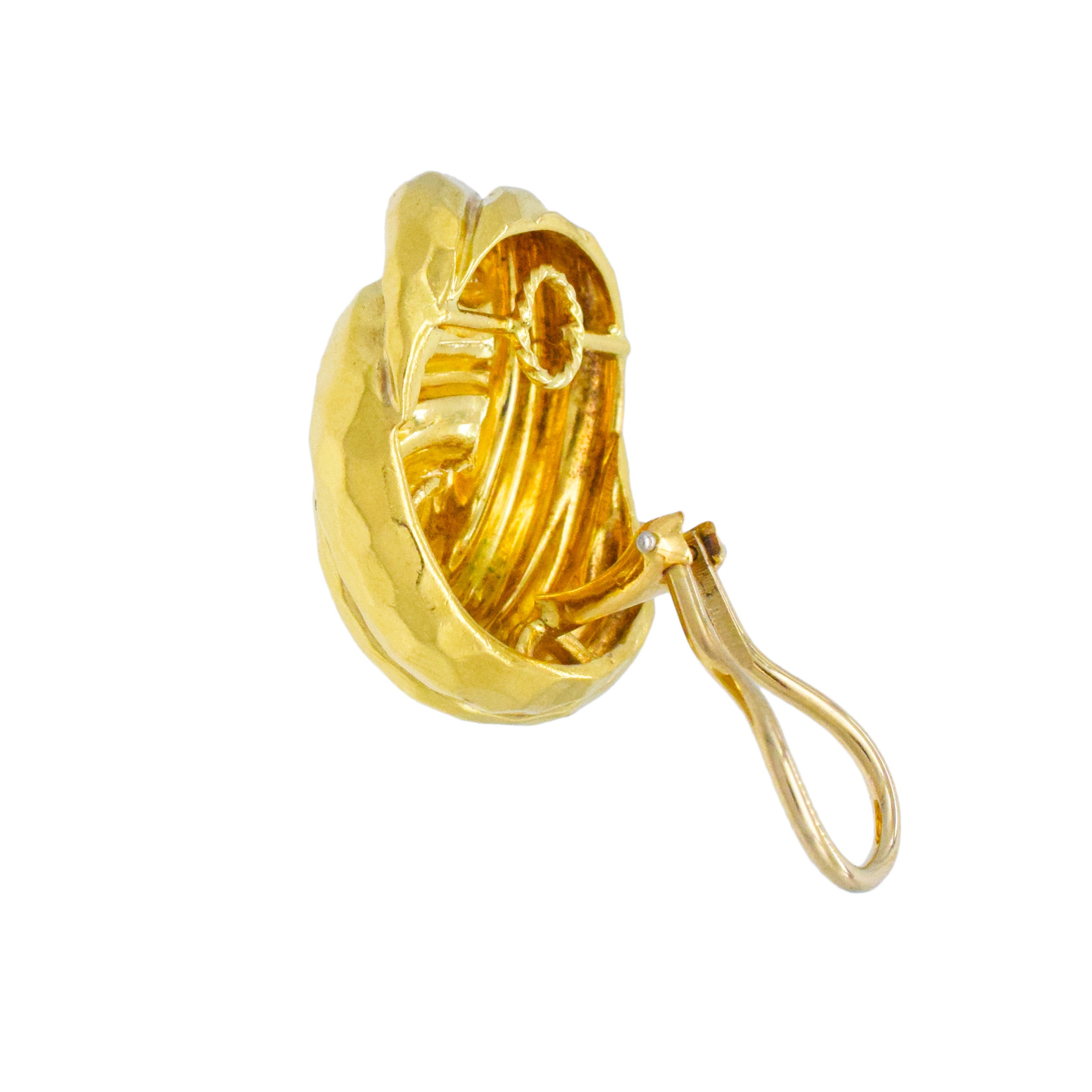 Henry Dunay Hammered 18k Yellow Gold Knot Earrings