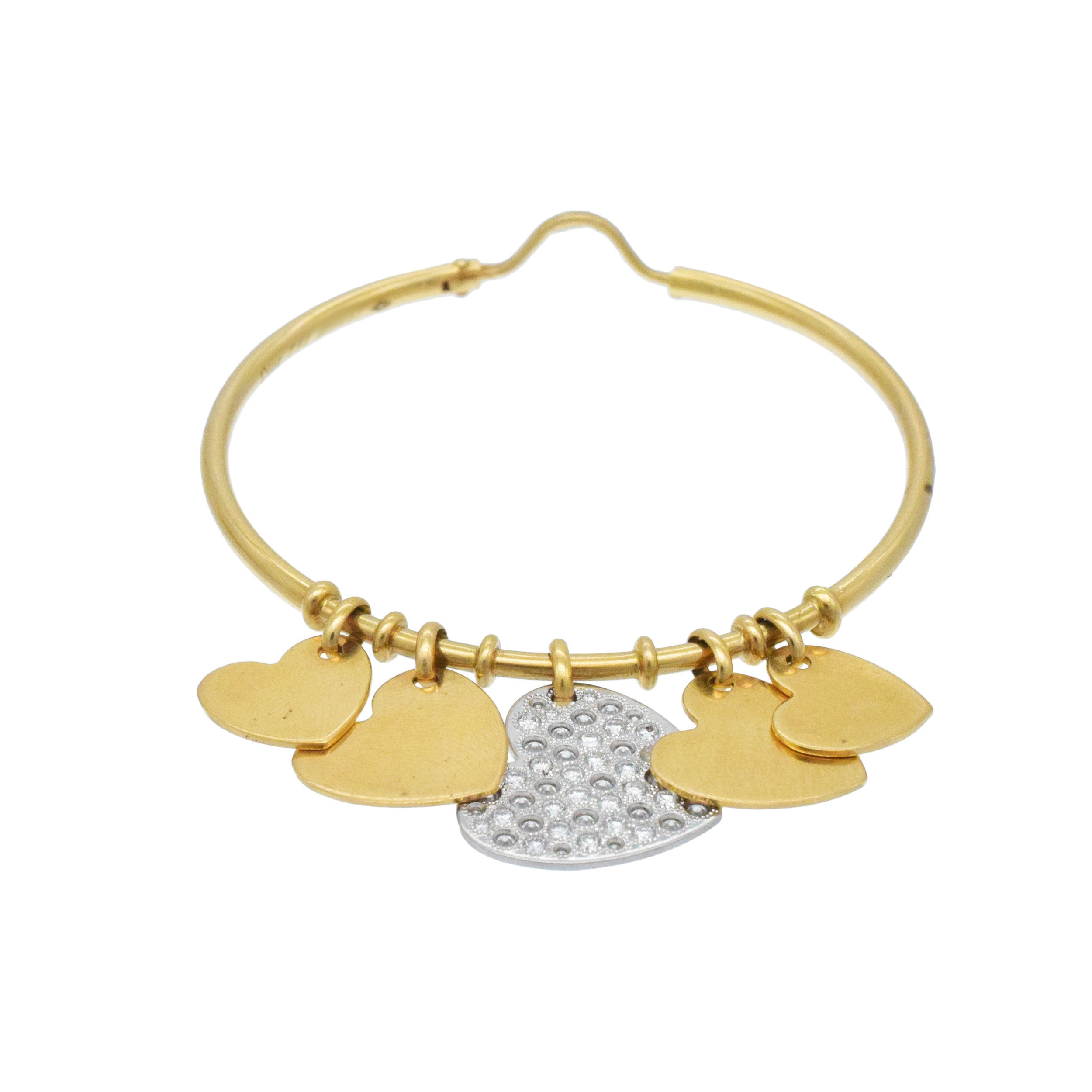 Dior Diamond Heart Pendant Hoop Earrings In 18k Gold