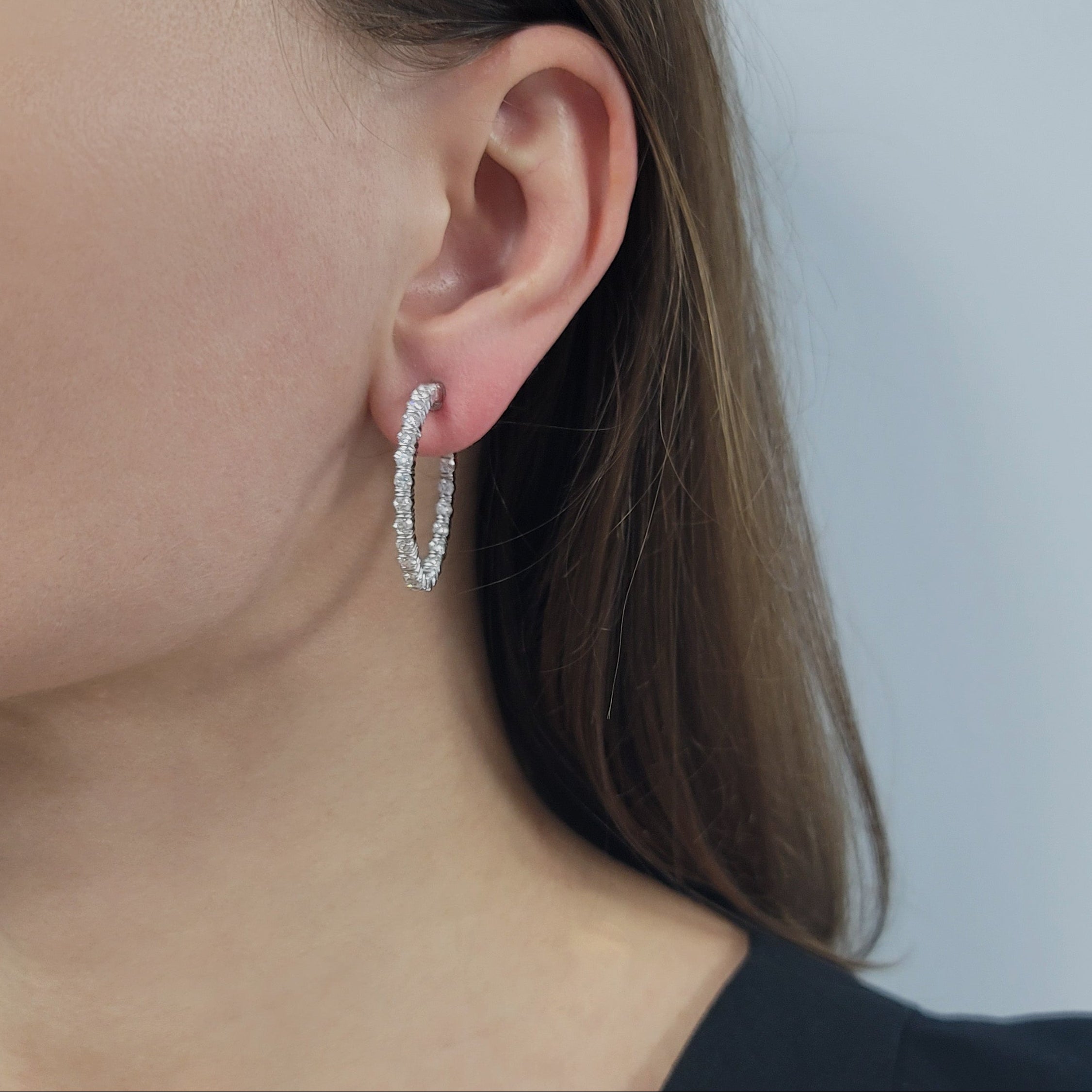Van Cleef & Arpels Diamond Hoop Earrings In 18k White Gold