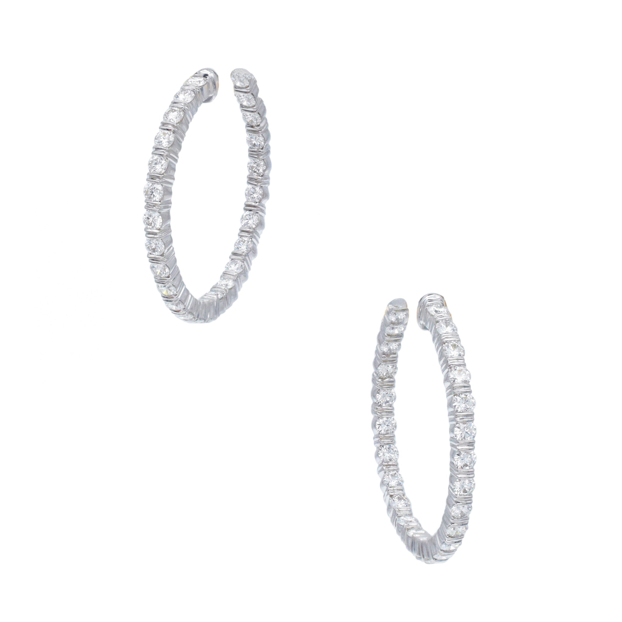 Van Cleef & Arpels Diamond Hoop Earrings In 18k White Gold