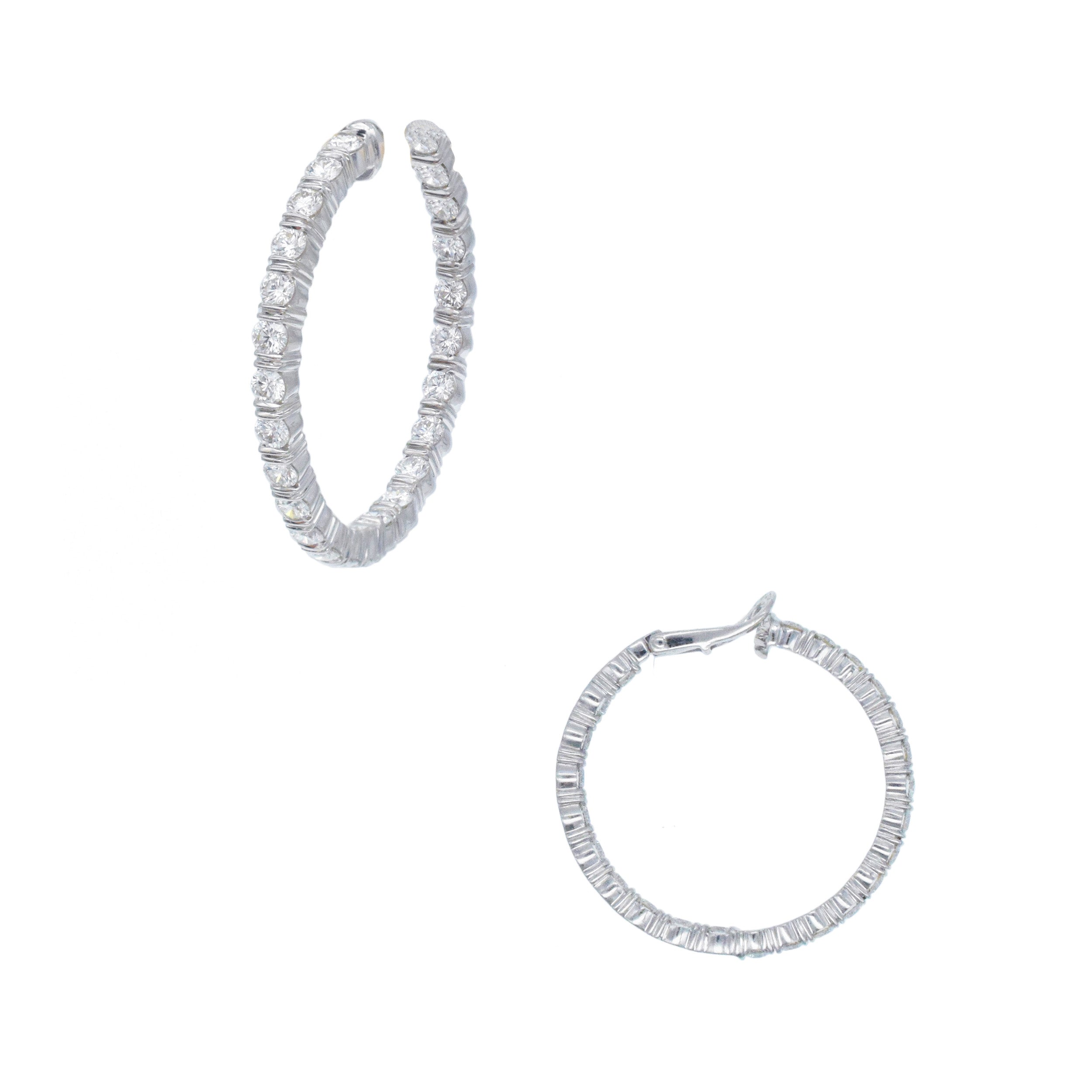 Van Cleef & Arpels Diamond Hoop Earrings In 18k White Gold