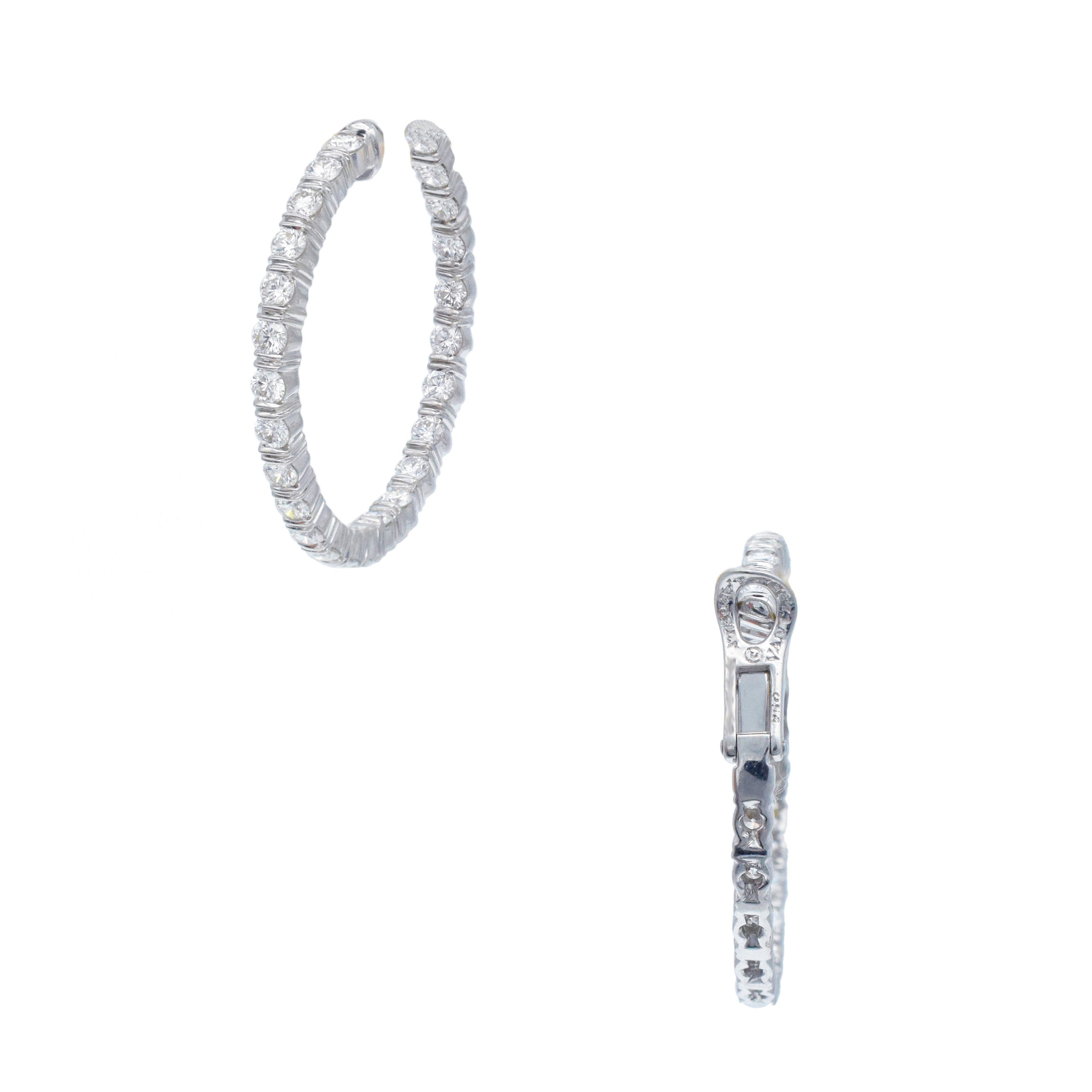 Van Cleef & Arpels Diamond Hoop Earrings In 18k White Gold