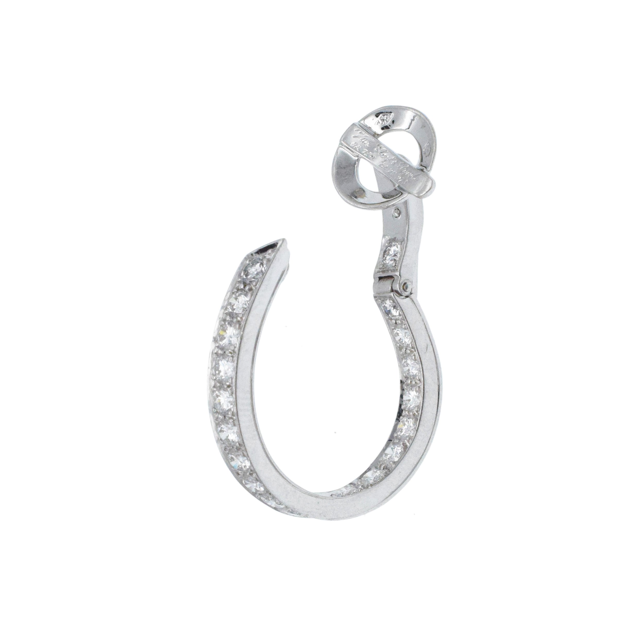 Van Cleef & Arpels Diamond Oval Hoop Earrings In 18k White Gold