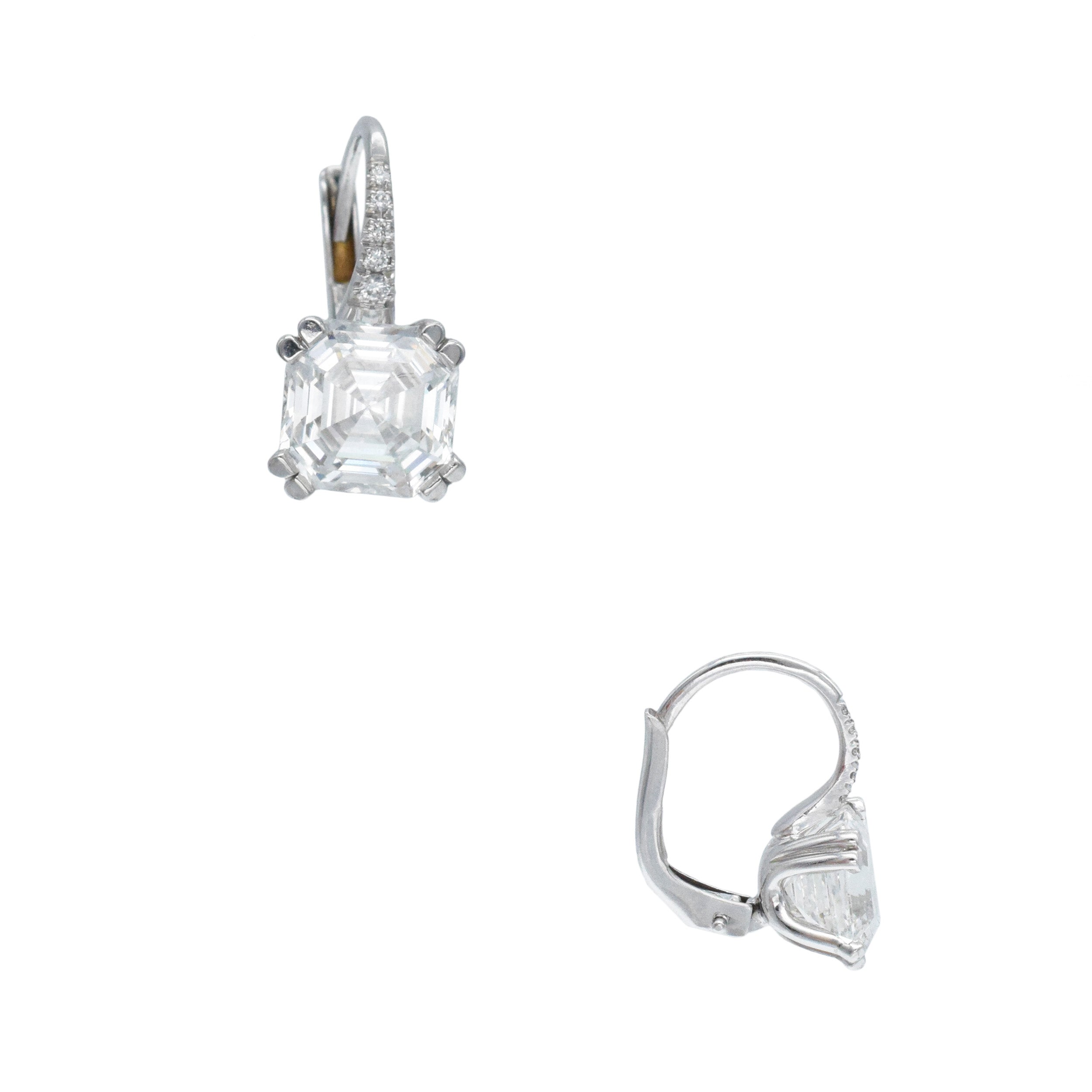 4.23tcw Asscher Cut Diamond Stud Drop Earrings In White Gold