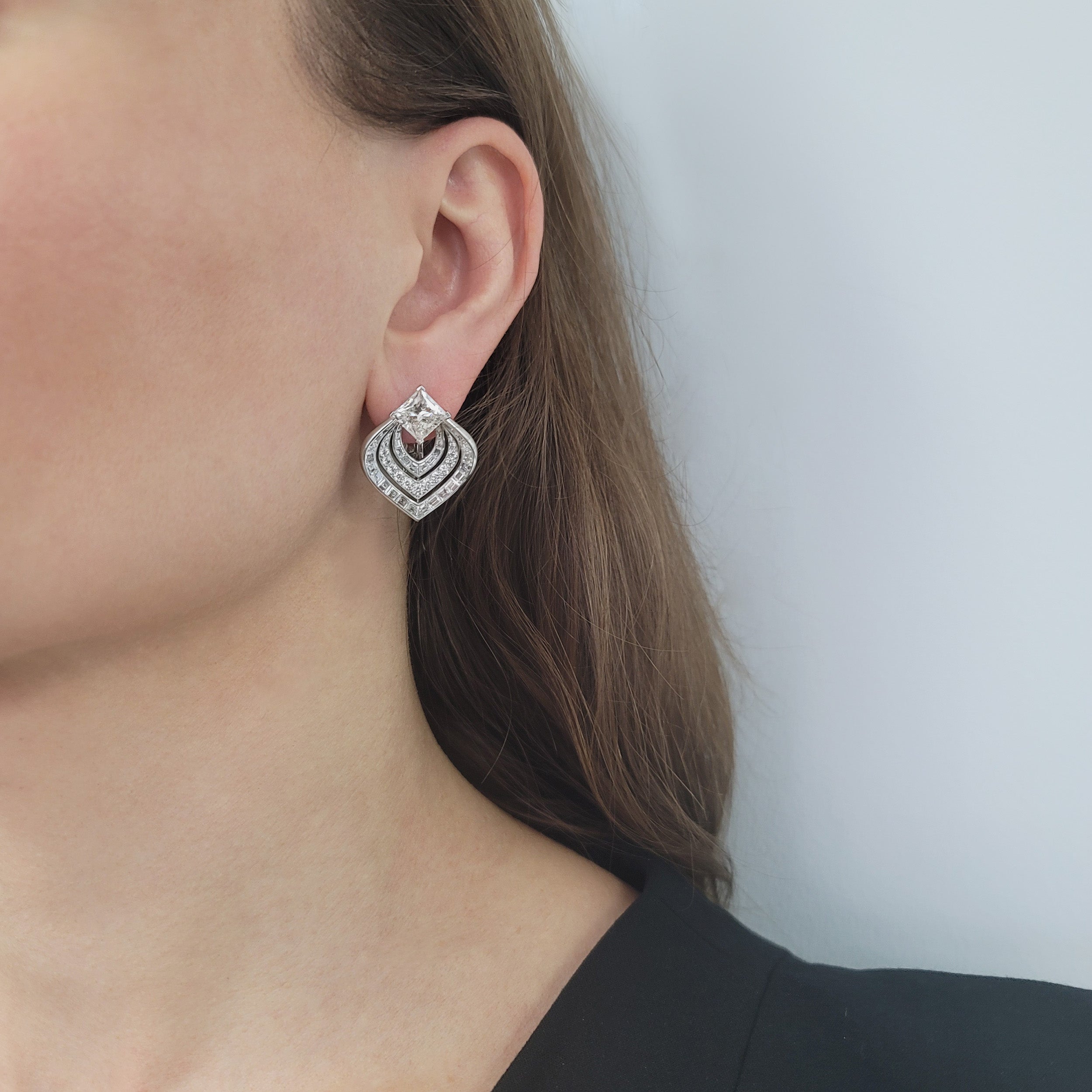 Tiffany & Co. Diamond Leaf Earrings In Platinum