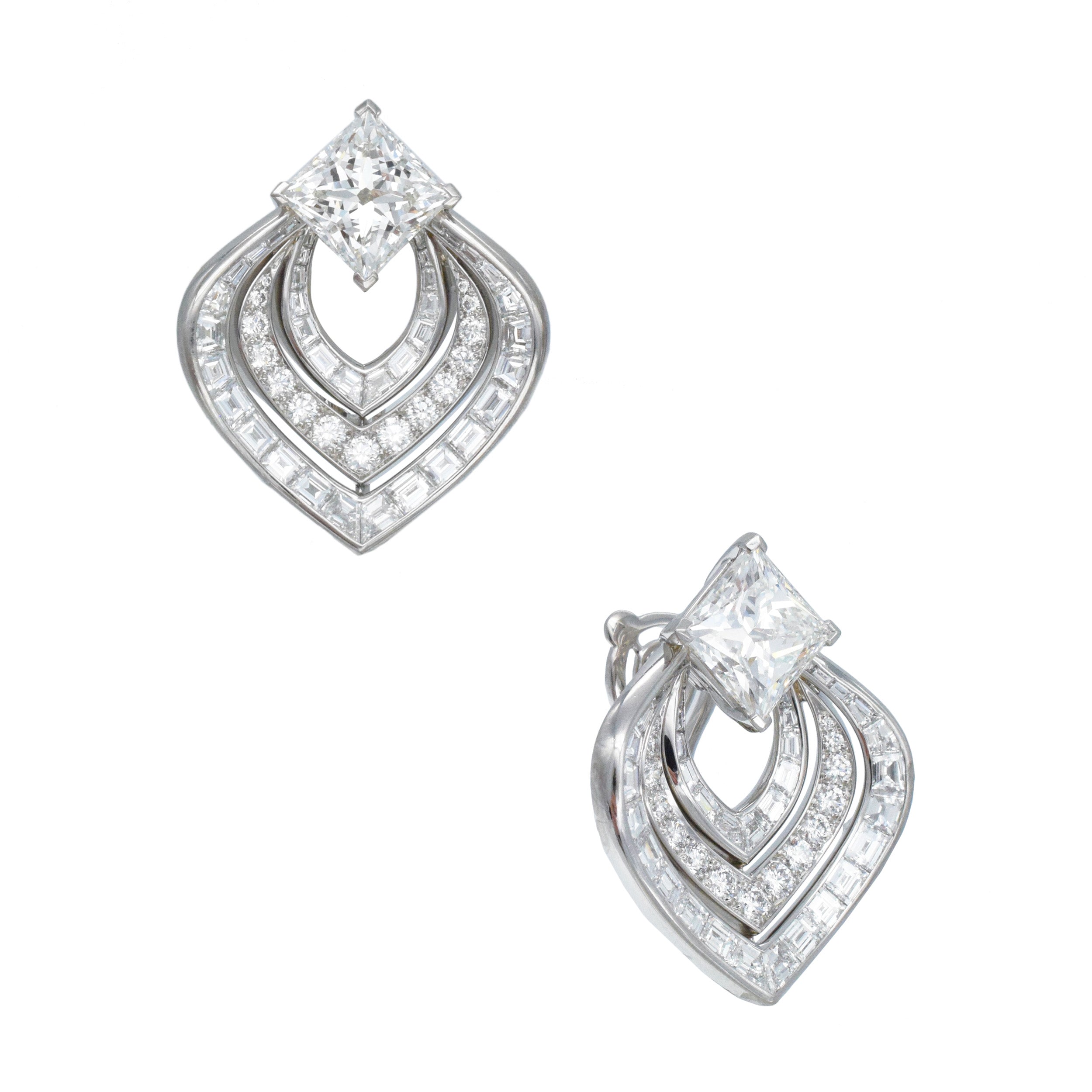 Tiffany & Co. Diamond Leaf Earrings In Platinum