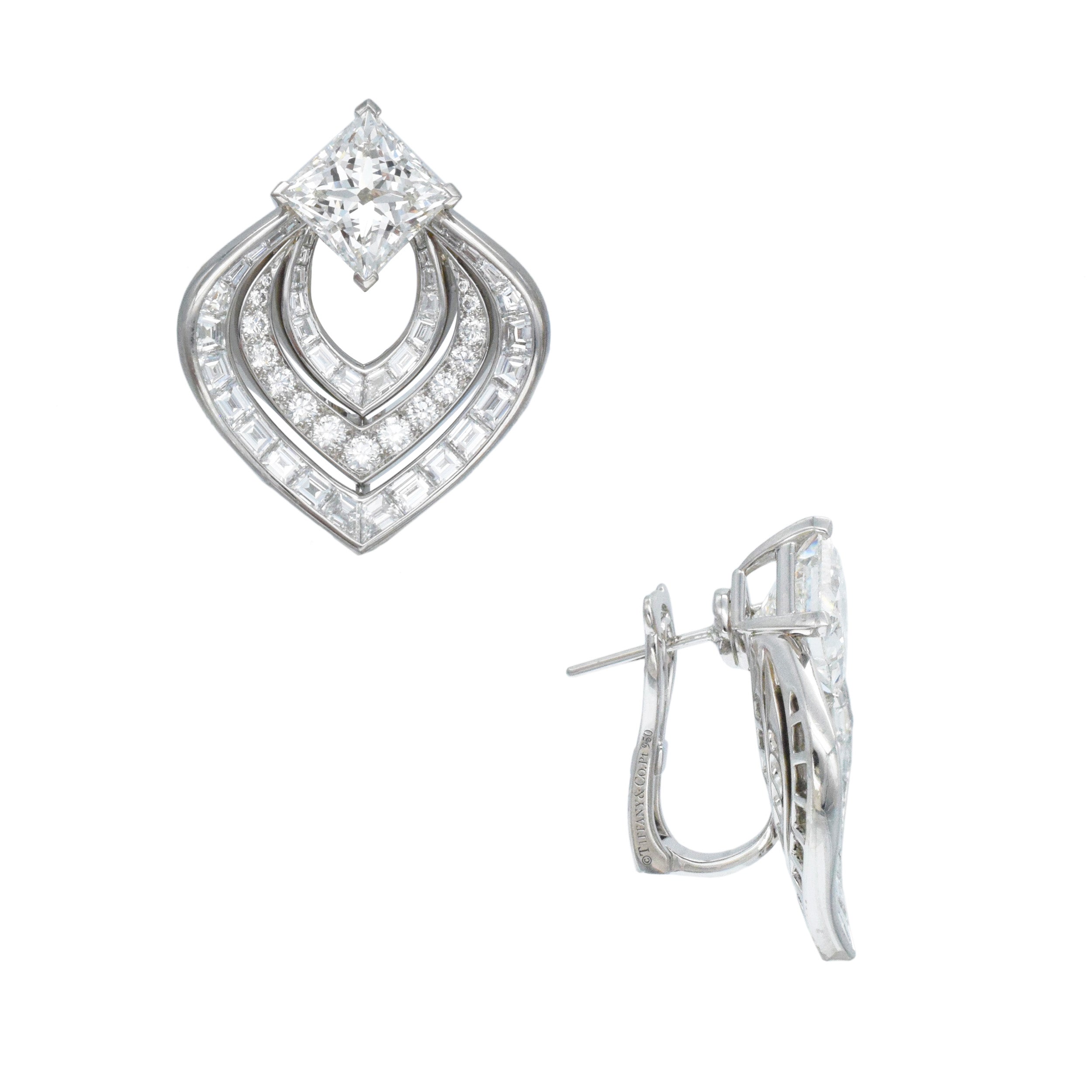 Tiffany & Co. Diamond Leaf Earrings In Platinum