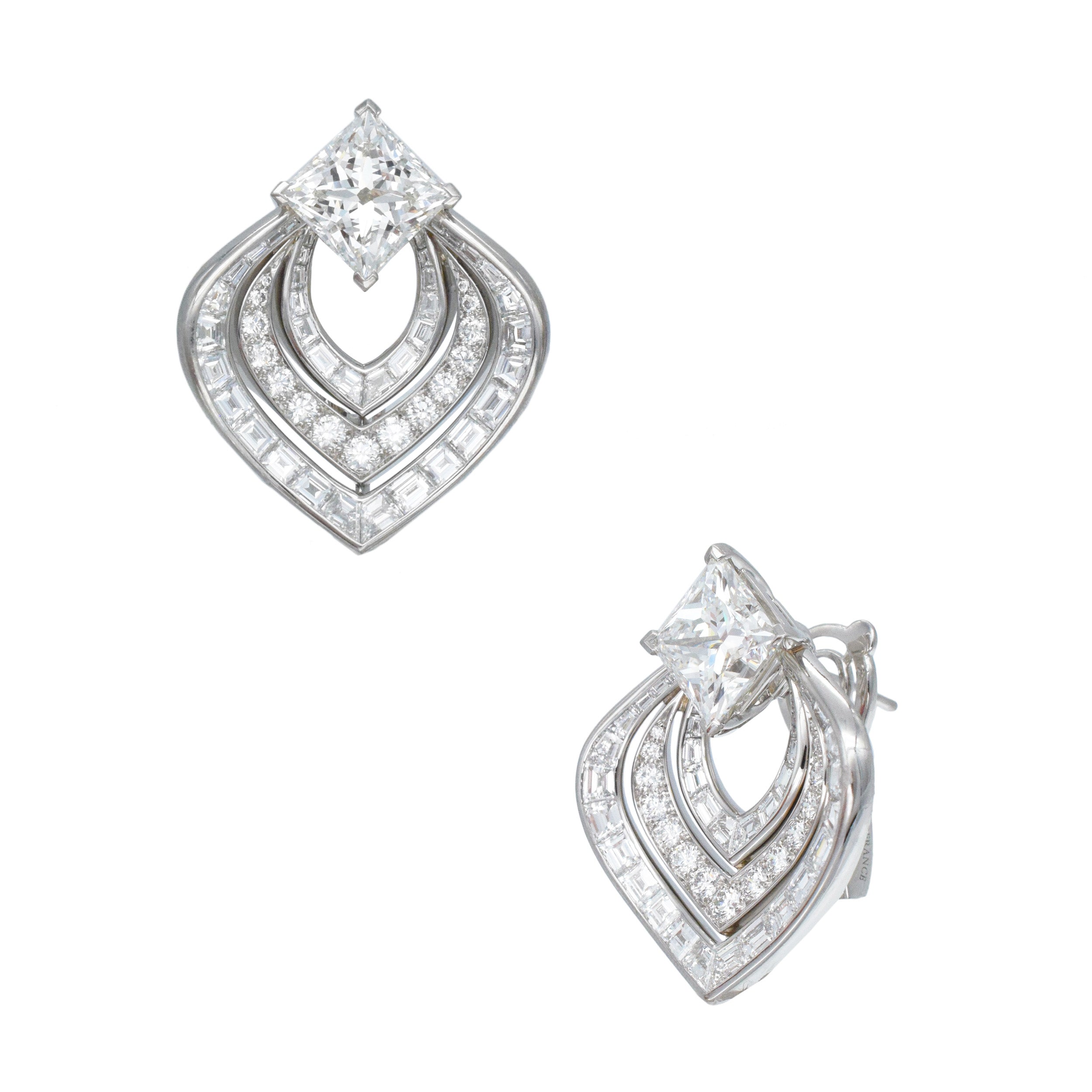 Tiffany & Co. Diamond Leaf Earrings In Platinum