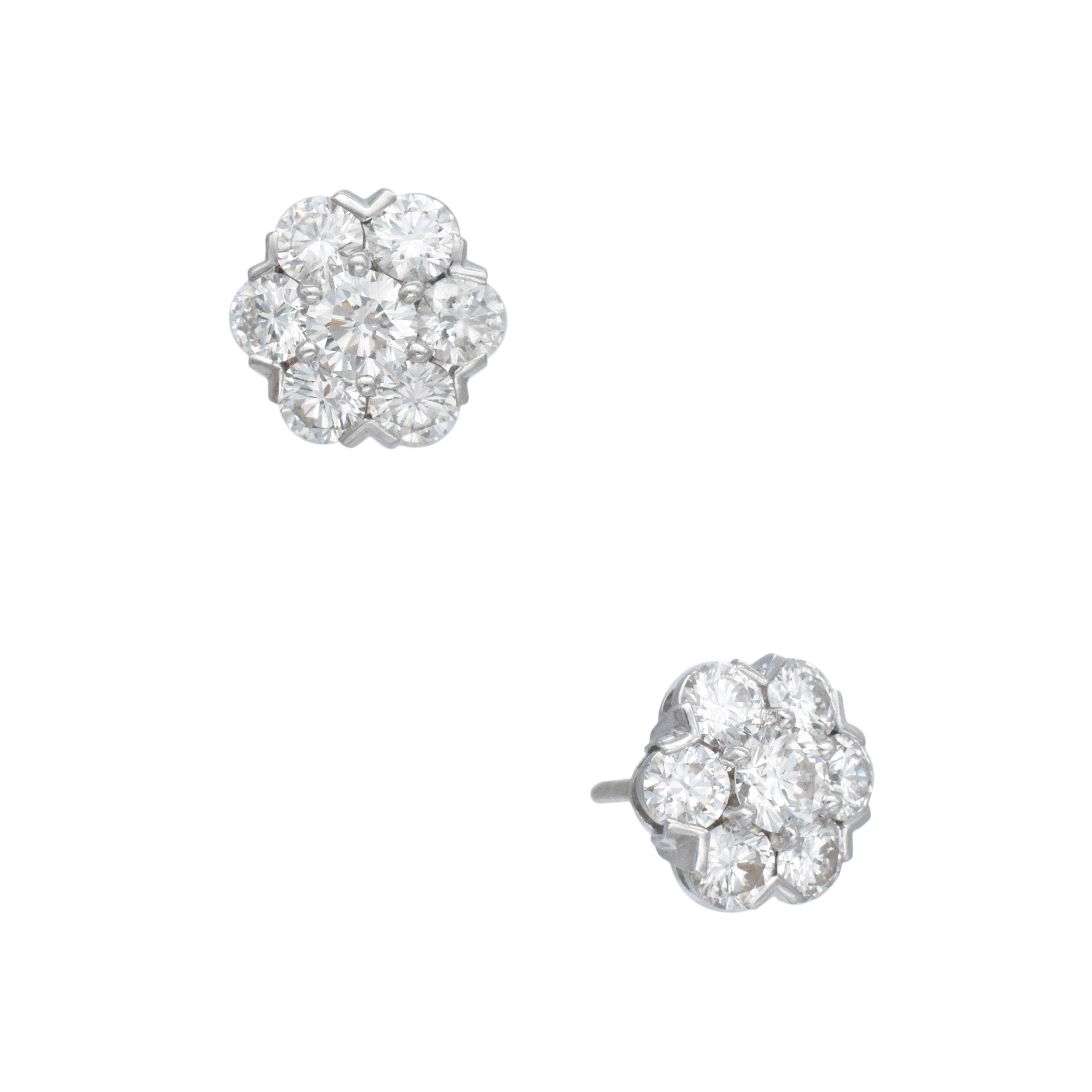 SOLD - 6/1/2026 - Van Cleef & Arpels 'Fleurette' Diamond Stud Earrings In 18k White Gold