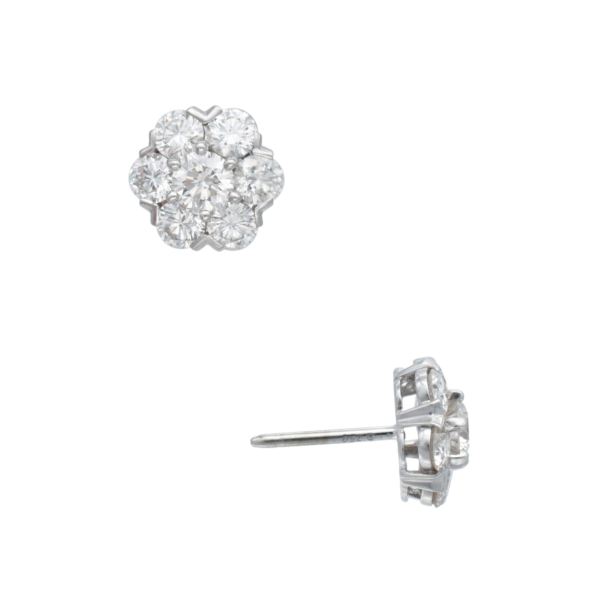 SOLD - 6/1/2026 - Van Cleef & Arpels 'Fleurette' Diamond Stud Earrings In 18k White Gold