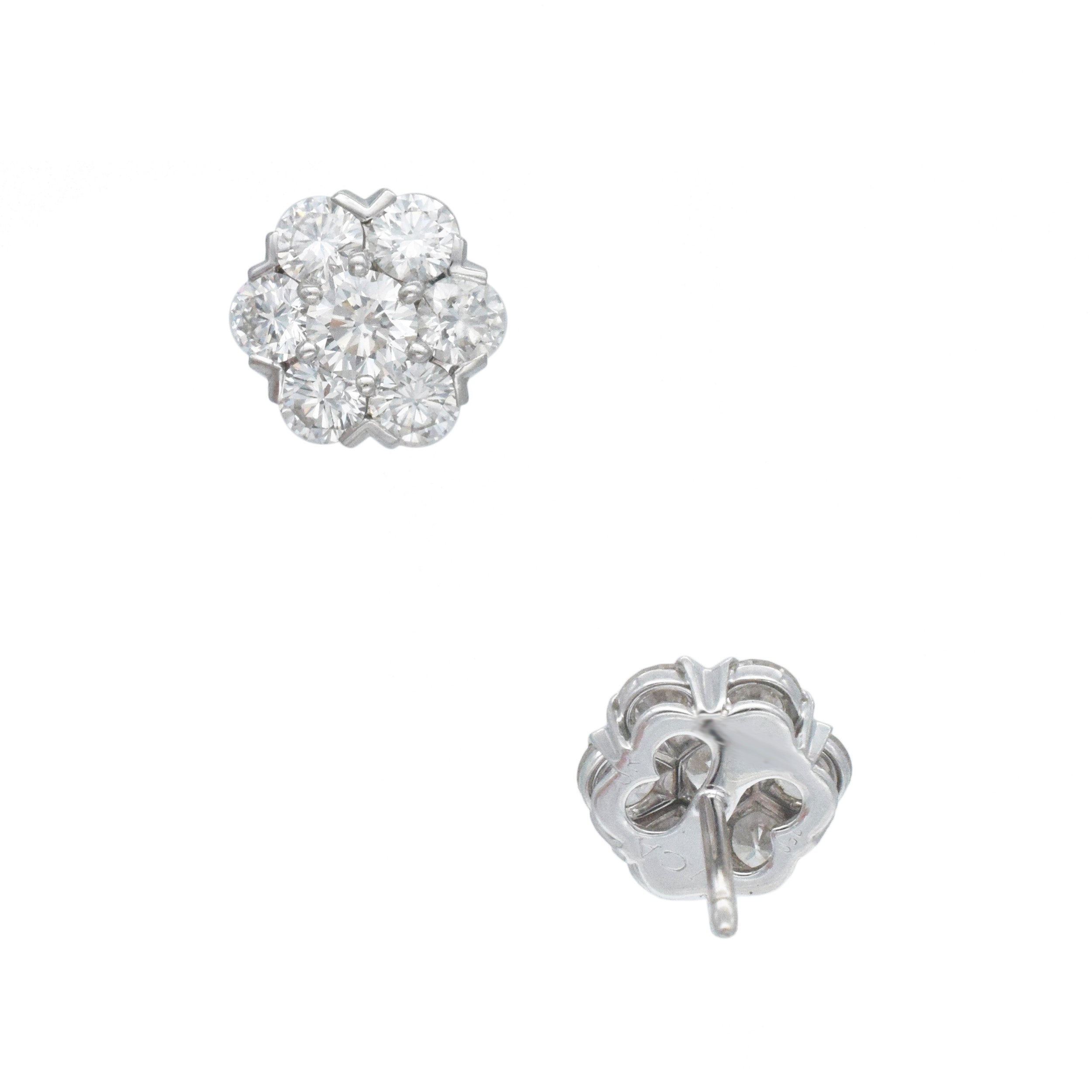 SOLD - 6/1/2026 - Van Cleef & Arpels 'Fleurette' Diamond Stud Earrings In 18k White Gold