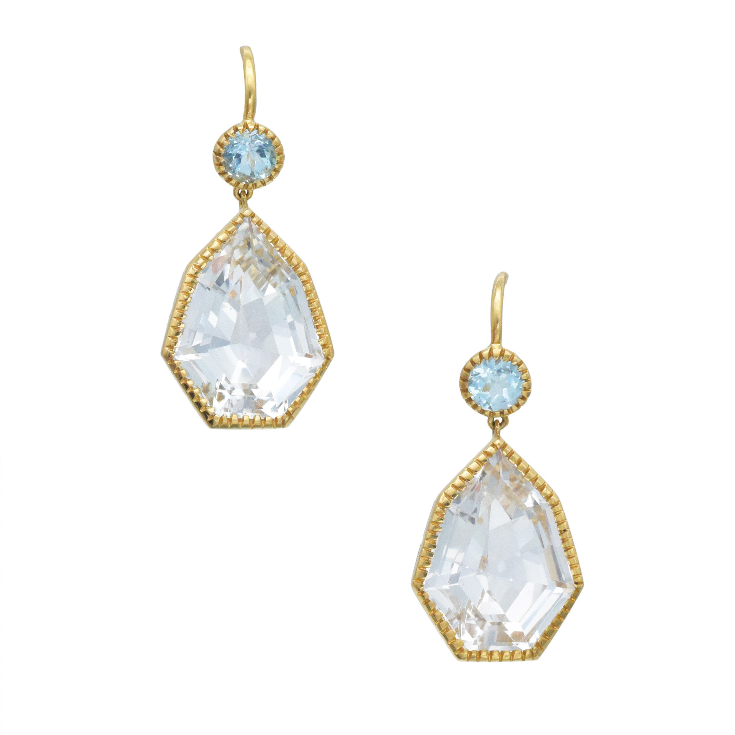 Verdura Byzantine Blue And White Pendant Earrings In 18k Yellow Gold
