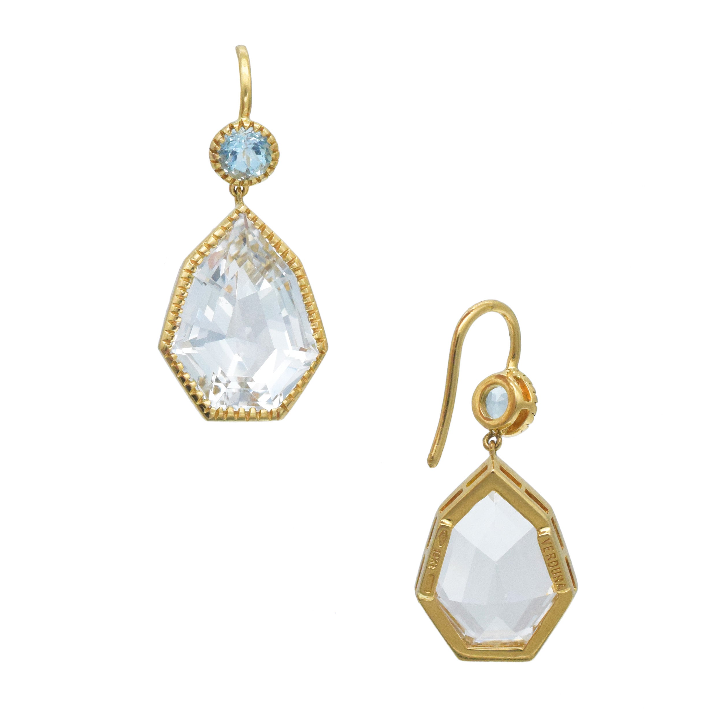 Verdura Byzantine Blue And White Pendant Earrings In 18k Yellow Gold