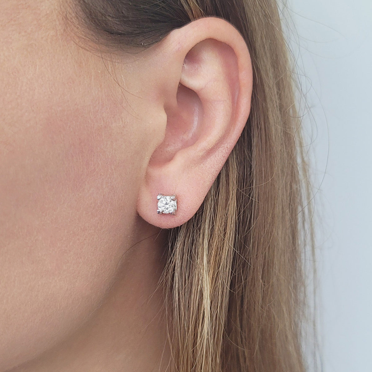 C de Cartier Signature Setting Diamond Studs In 18k White Gold
