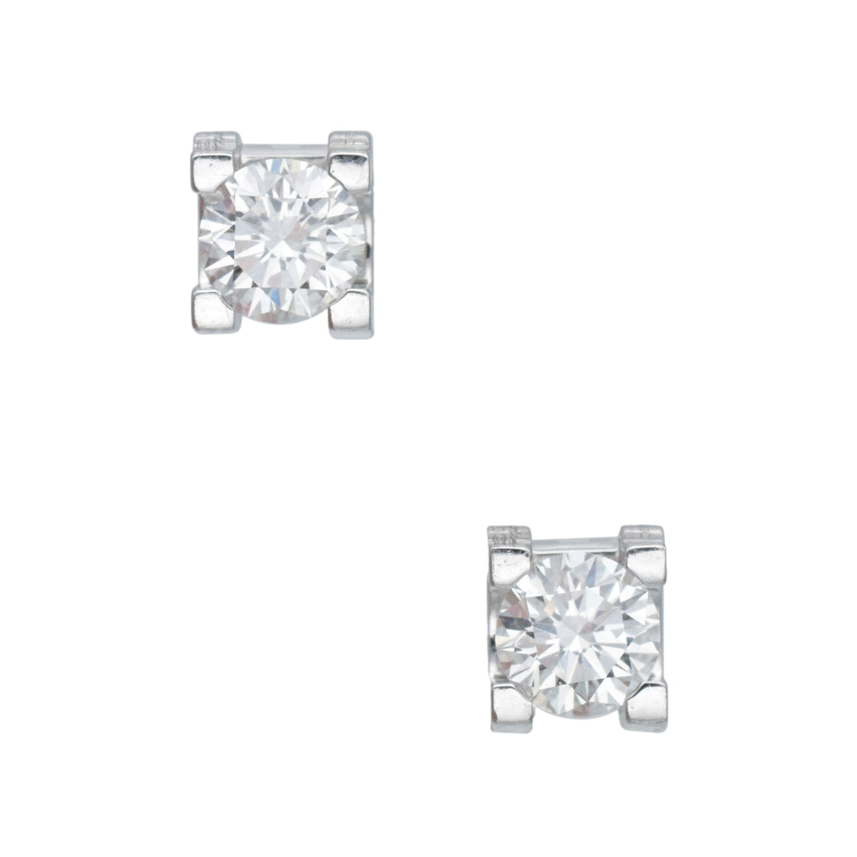 C de Cartier Signature Setting Diamond Studs In 18k White Gold