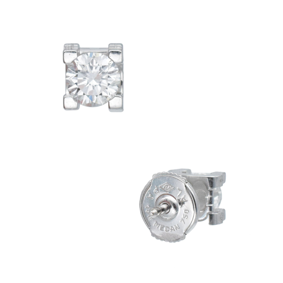 C de Cartier Signature Setting Diamond Studs In 18k White Gold