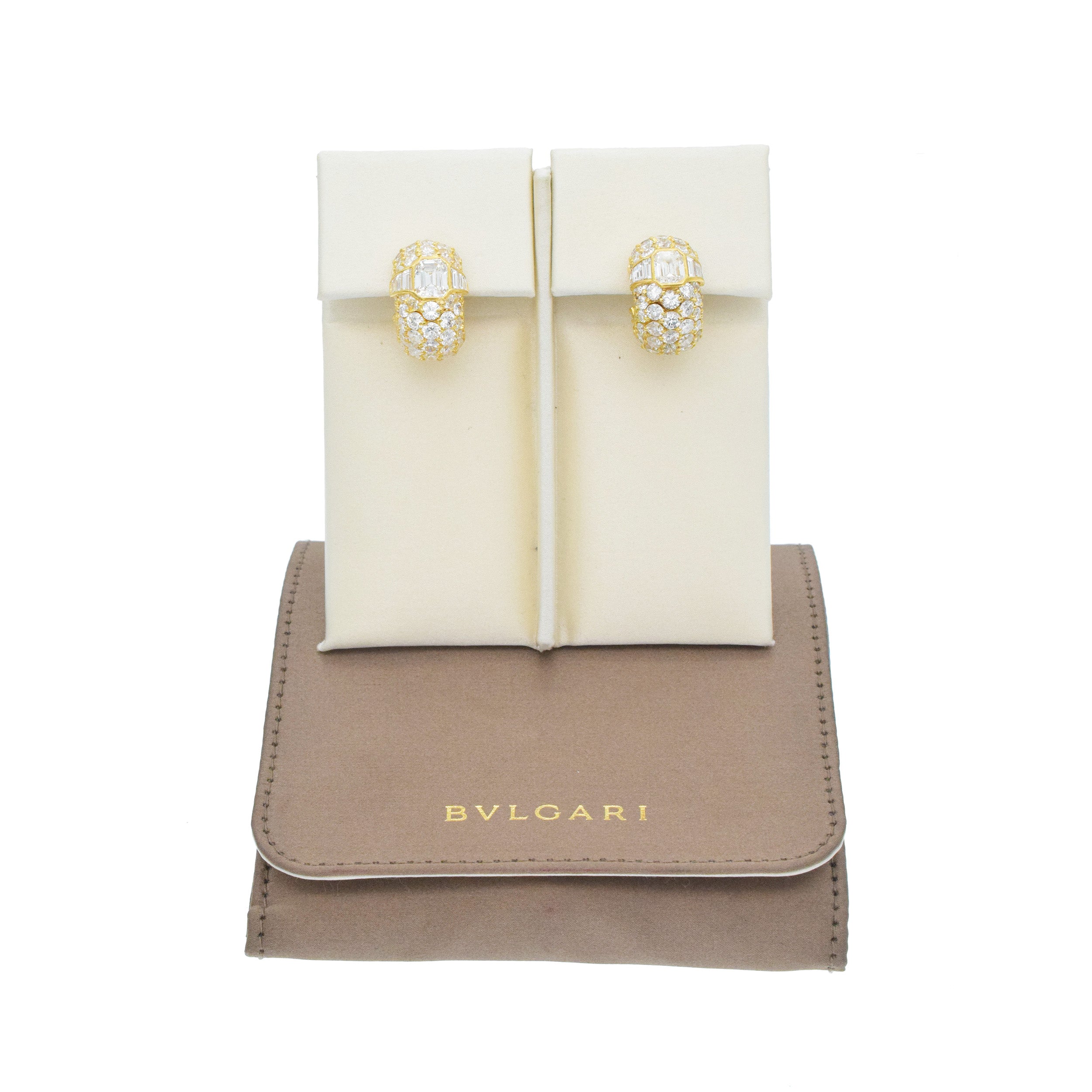 Bulgari Diamond Huggie Earrings In 18k Yellow Gold
