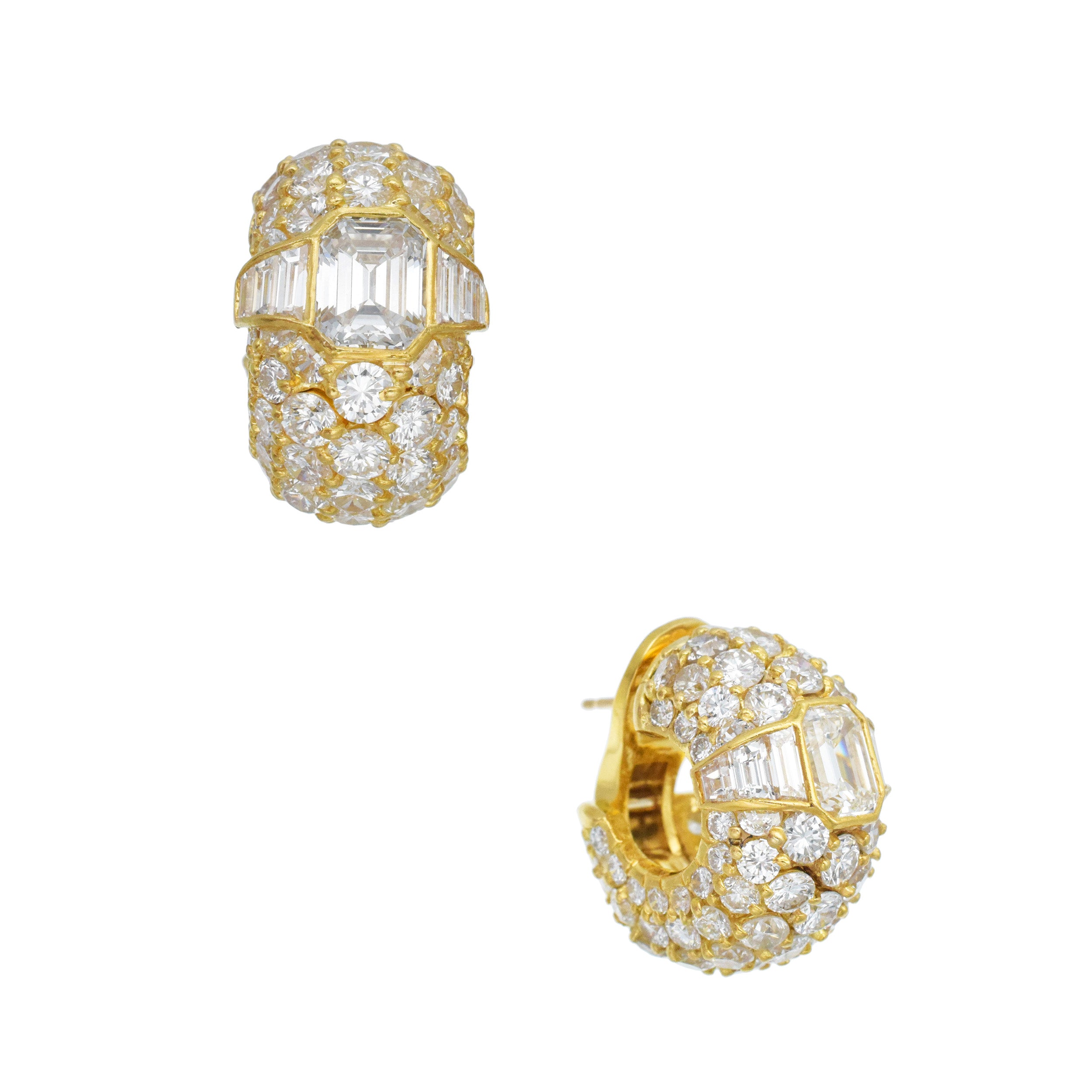 Bulgari Diamond Huggie Earrings In 18k Yellow Gold