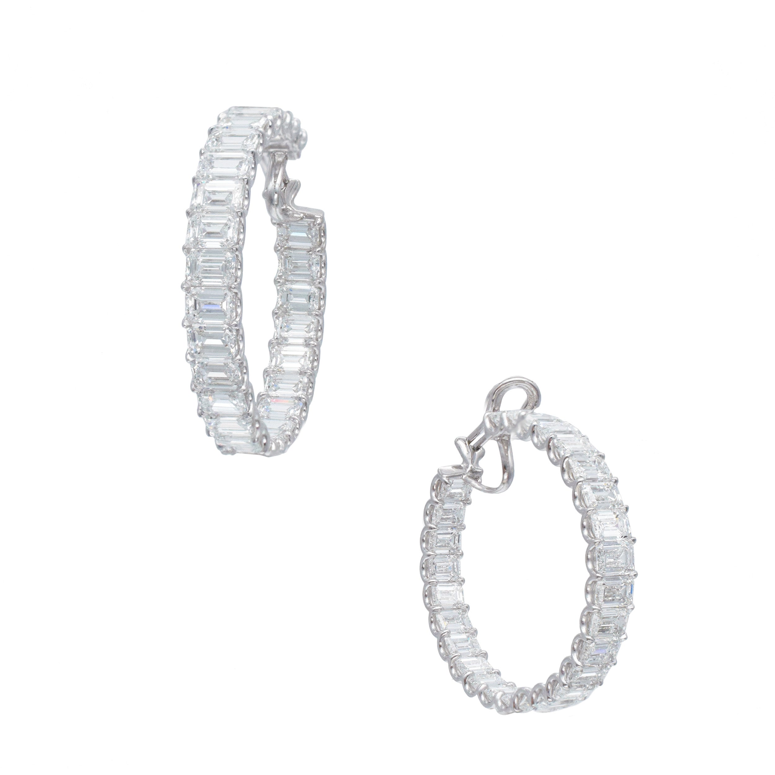GIA Certified 34.51ct Inside Out Diamond Hoop Earrings In 18k Gold