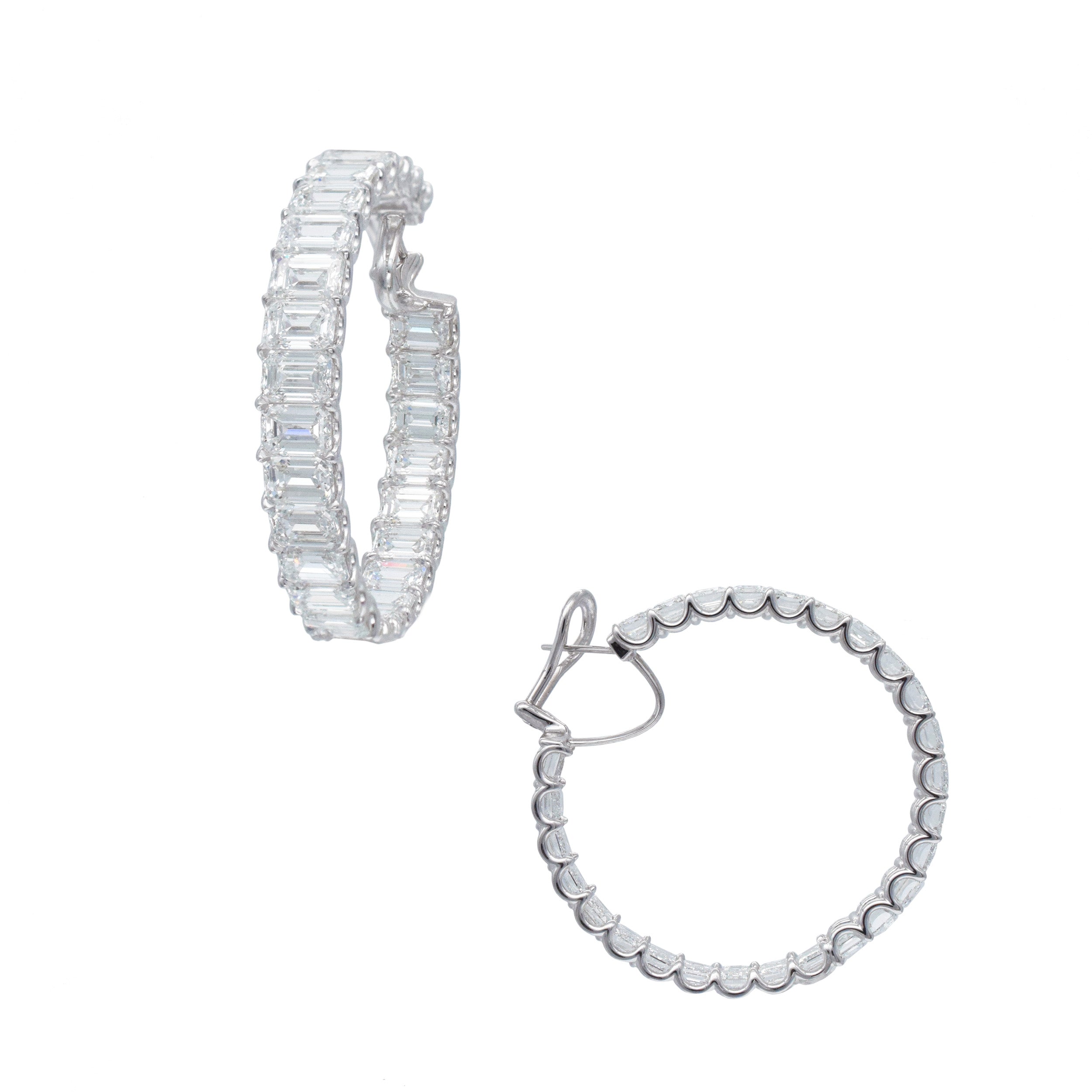 GIA Certified 34.51ct Inside Out Diamond Hoop Earrings In 18k Gold