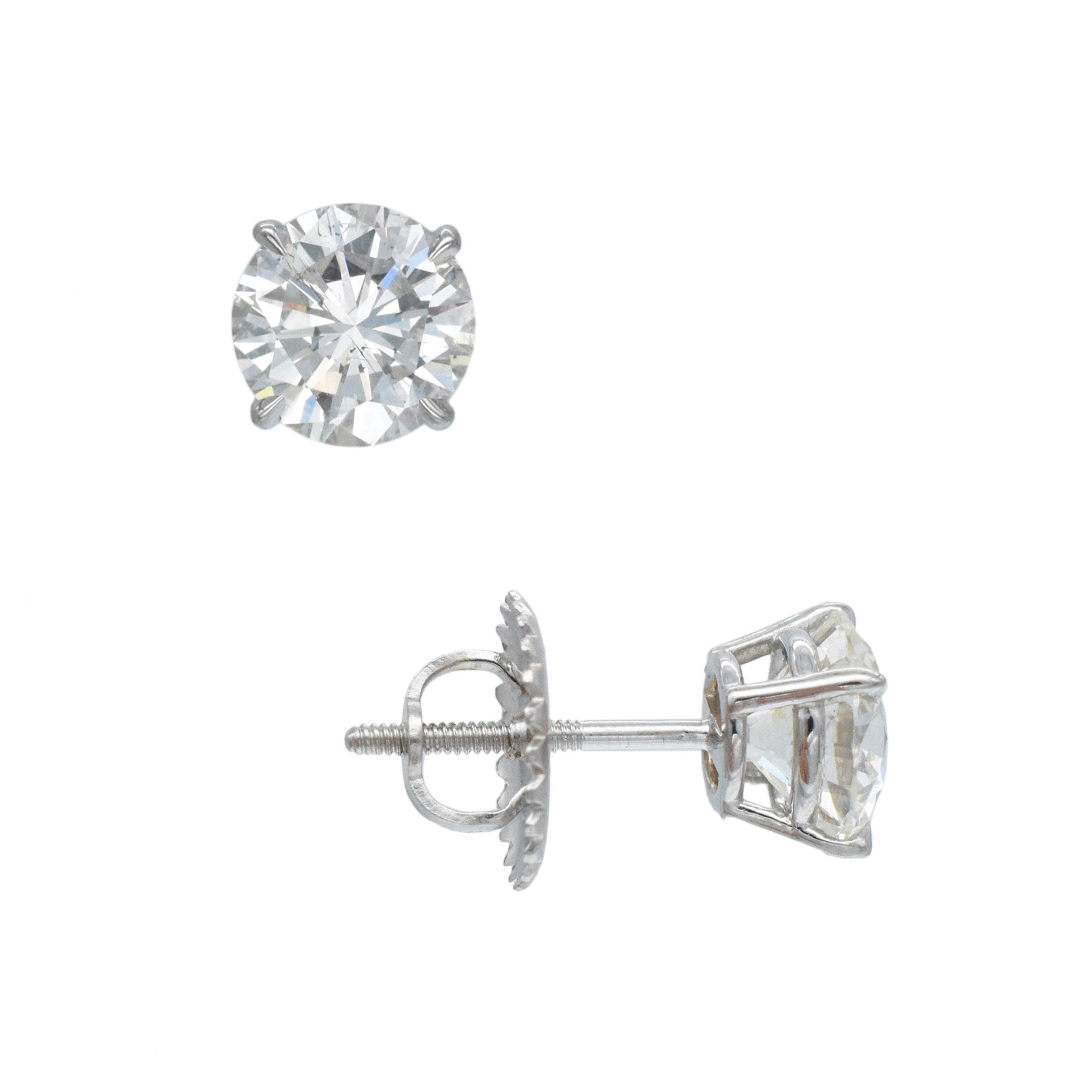 2.60ct total diamond stud earrings in 14k white gold