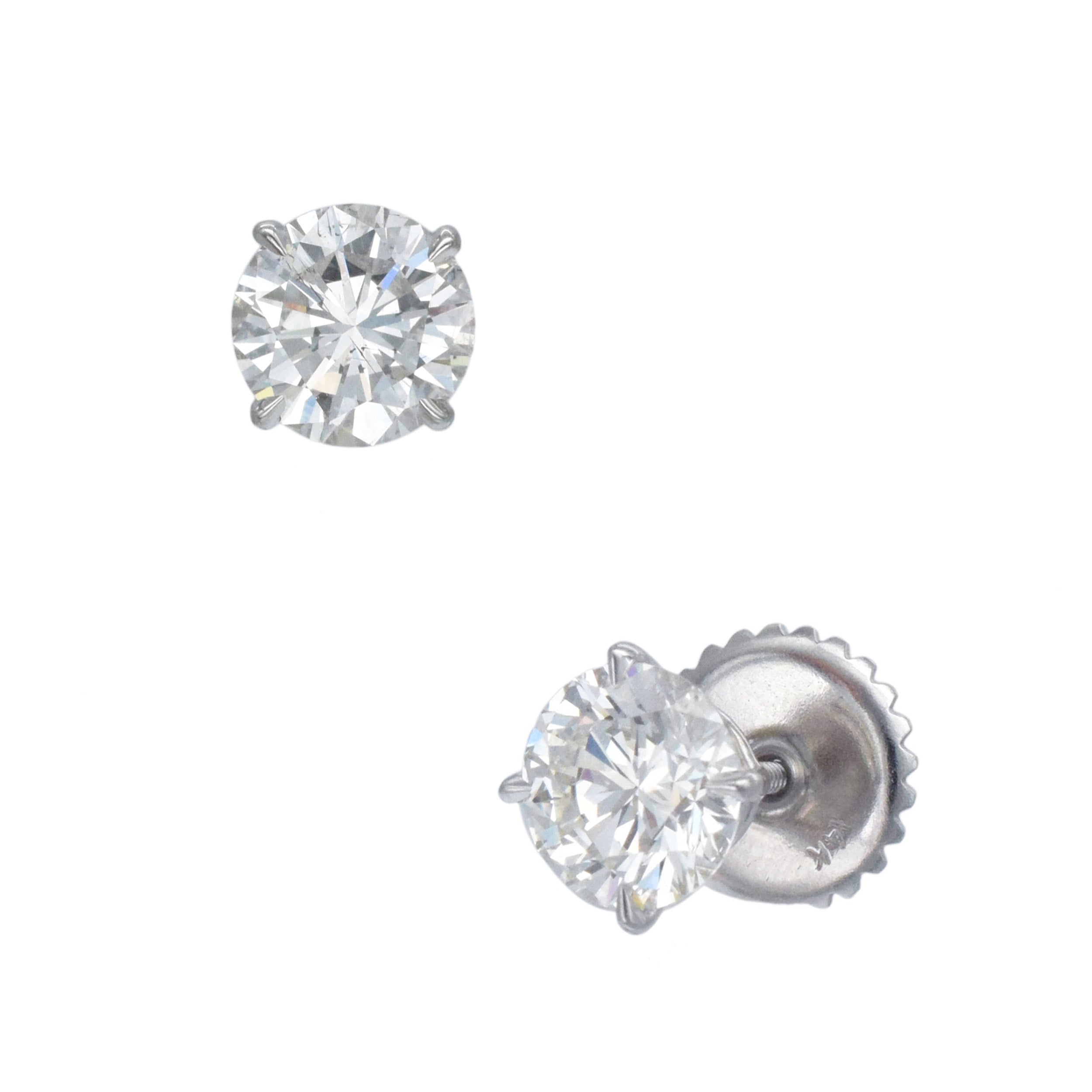 2.60ct total diamond stud earrings in 14k white gold