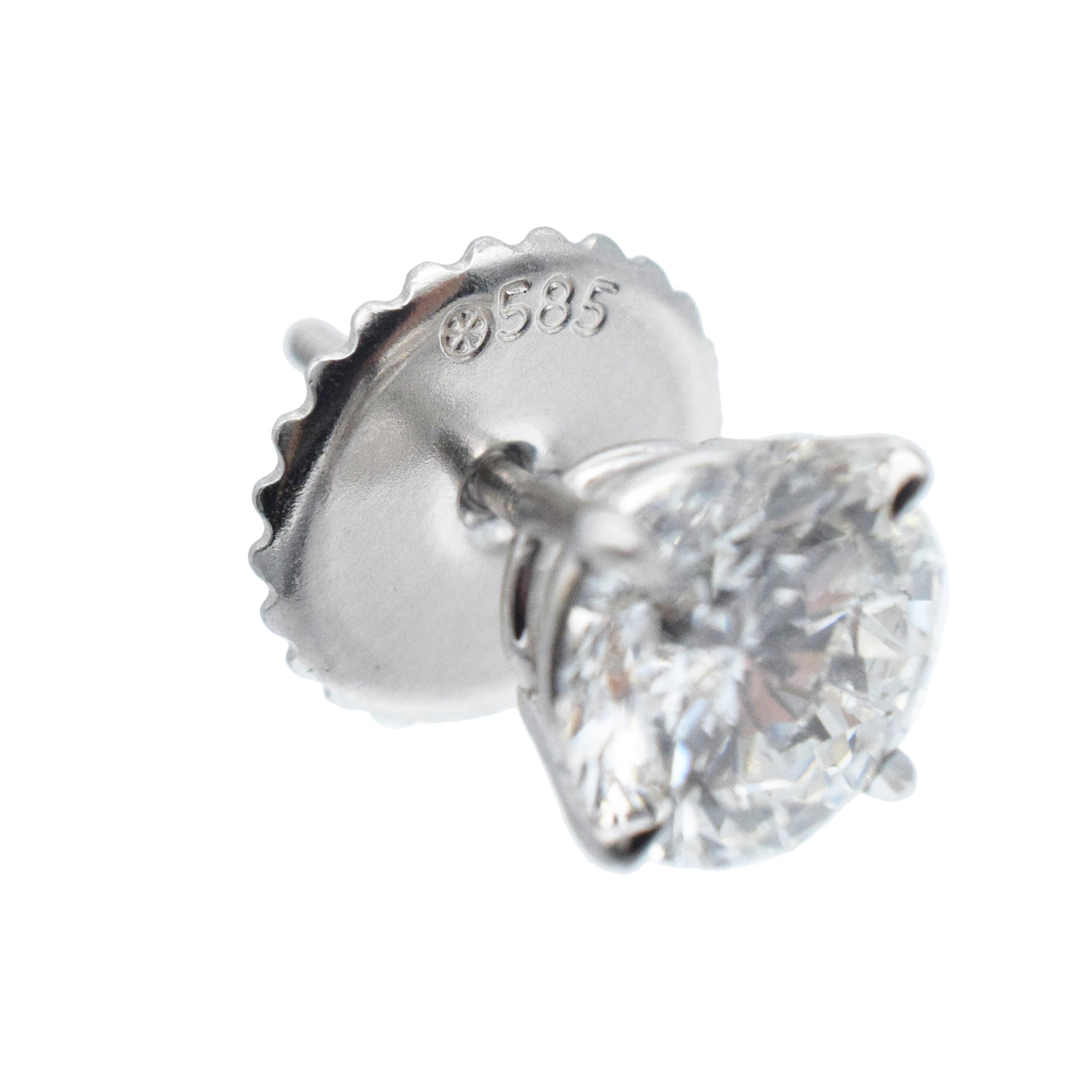 2.60ct total diamond stud earrings in 14k white gold