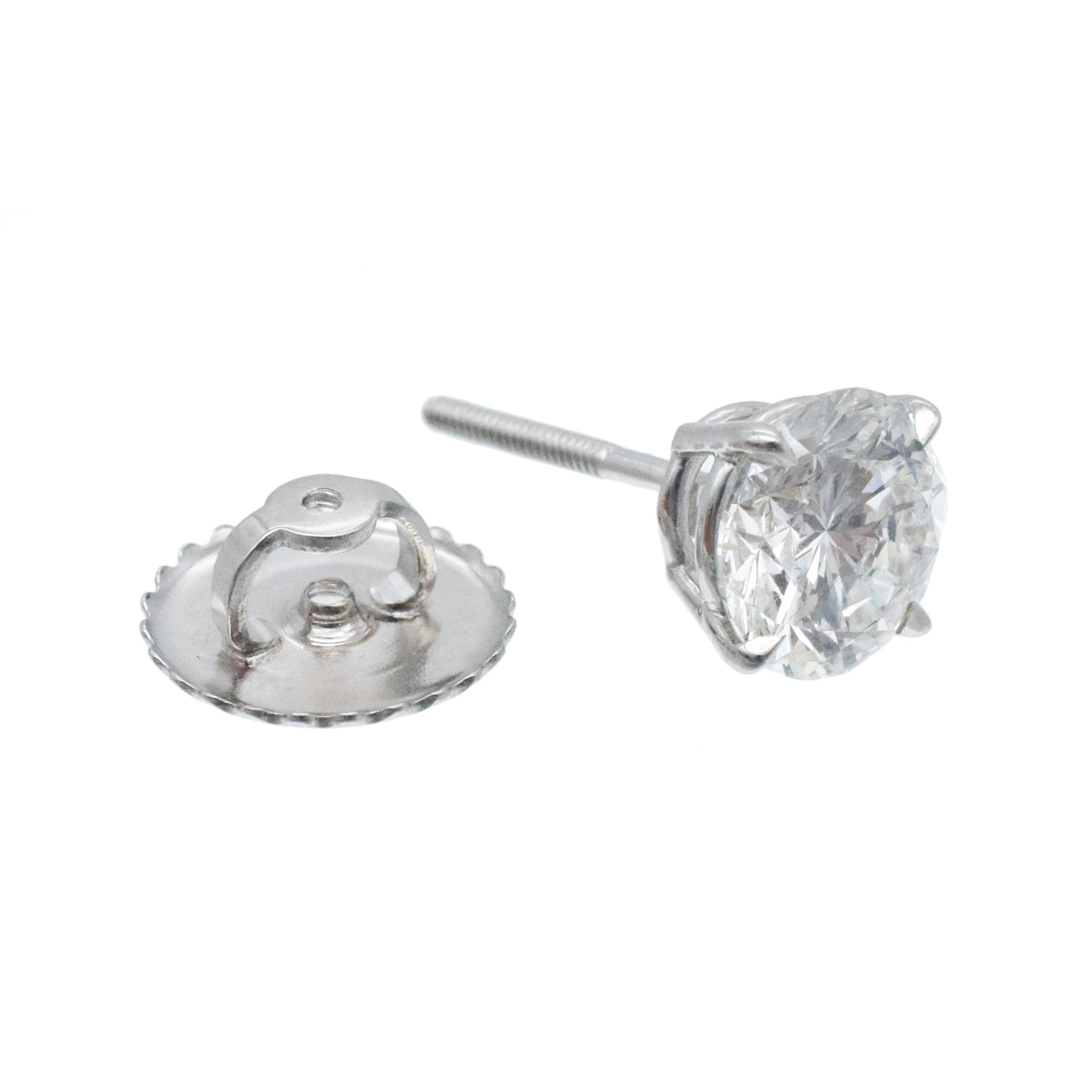 2.60ct total diamond stud earrings in 14k white gold
