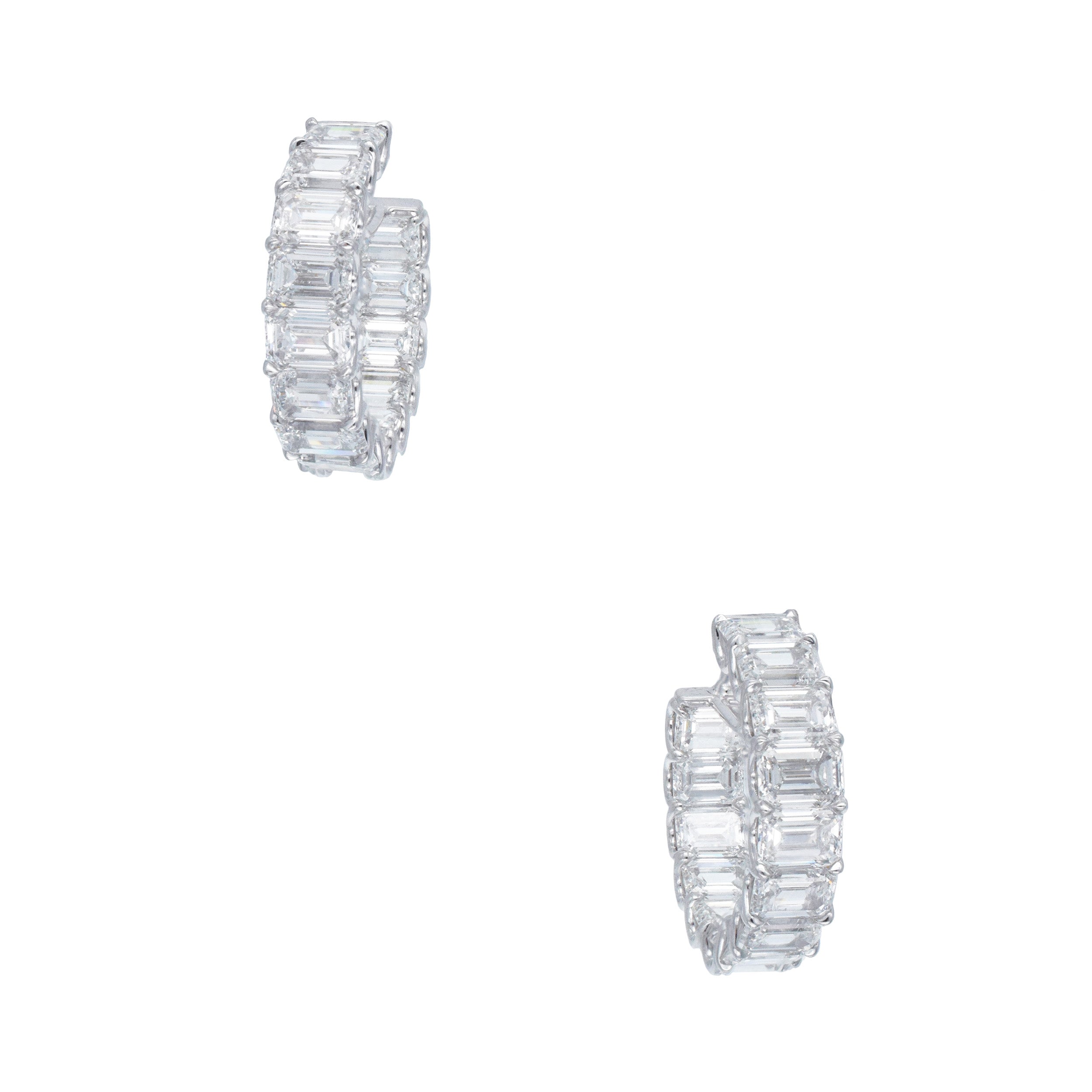 GIA 17.51ct Emerald Cut Diamond Inside Out Hoop Earrings In 18k White Gold