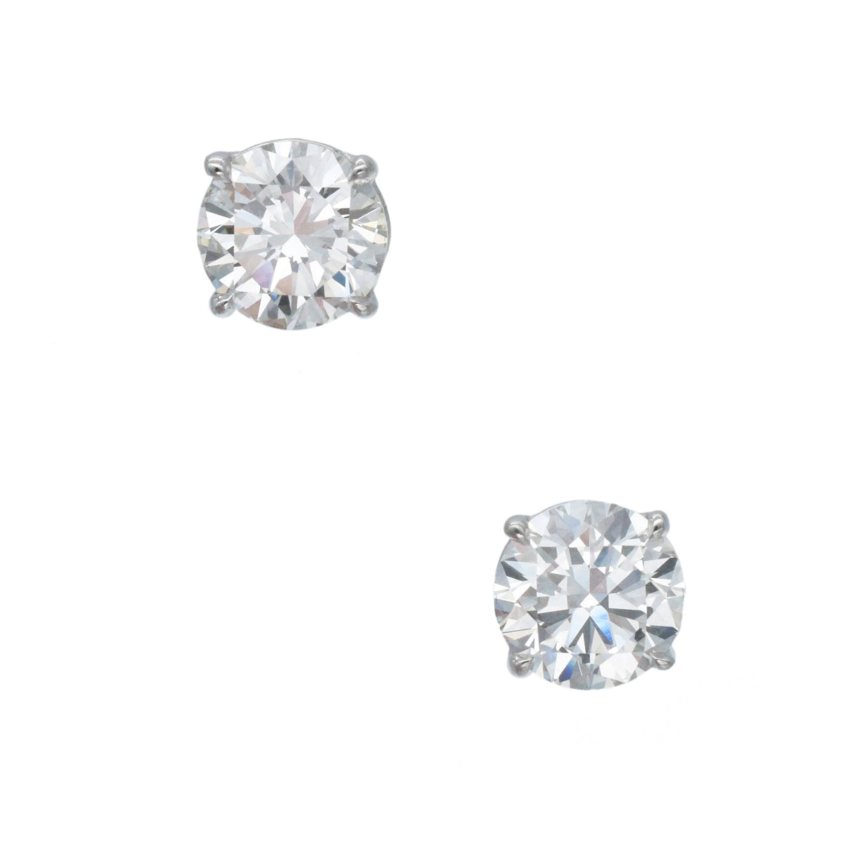 GIA 2.03ct total diamond stud earrings in 18k white gold