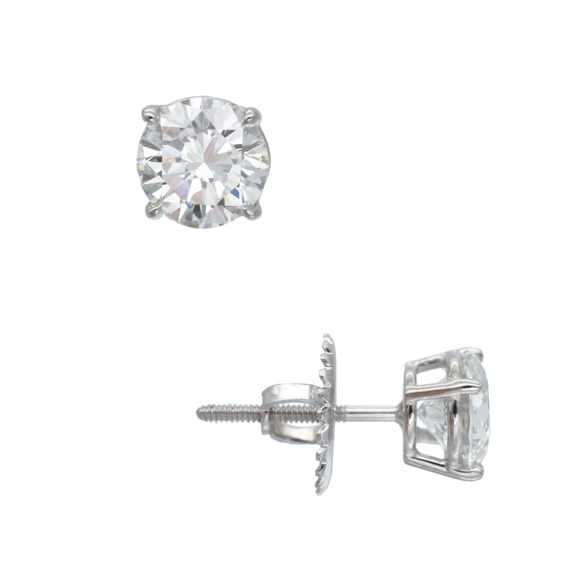 GIA 2.03ct total diamond stud earrings in 18k white gold