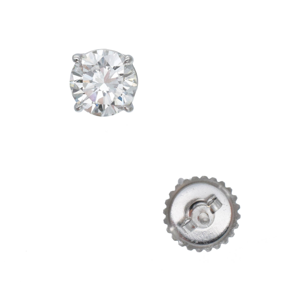 GIA 2.03ct total diamond stud earrings in 18k white gold