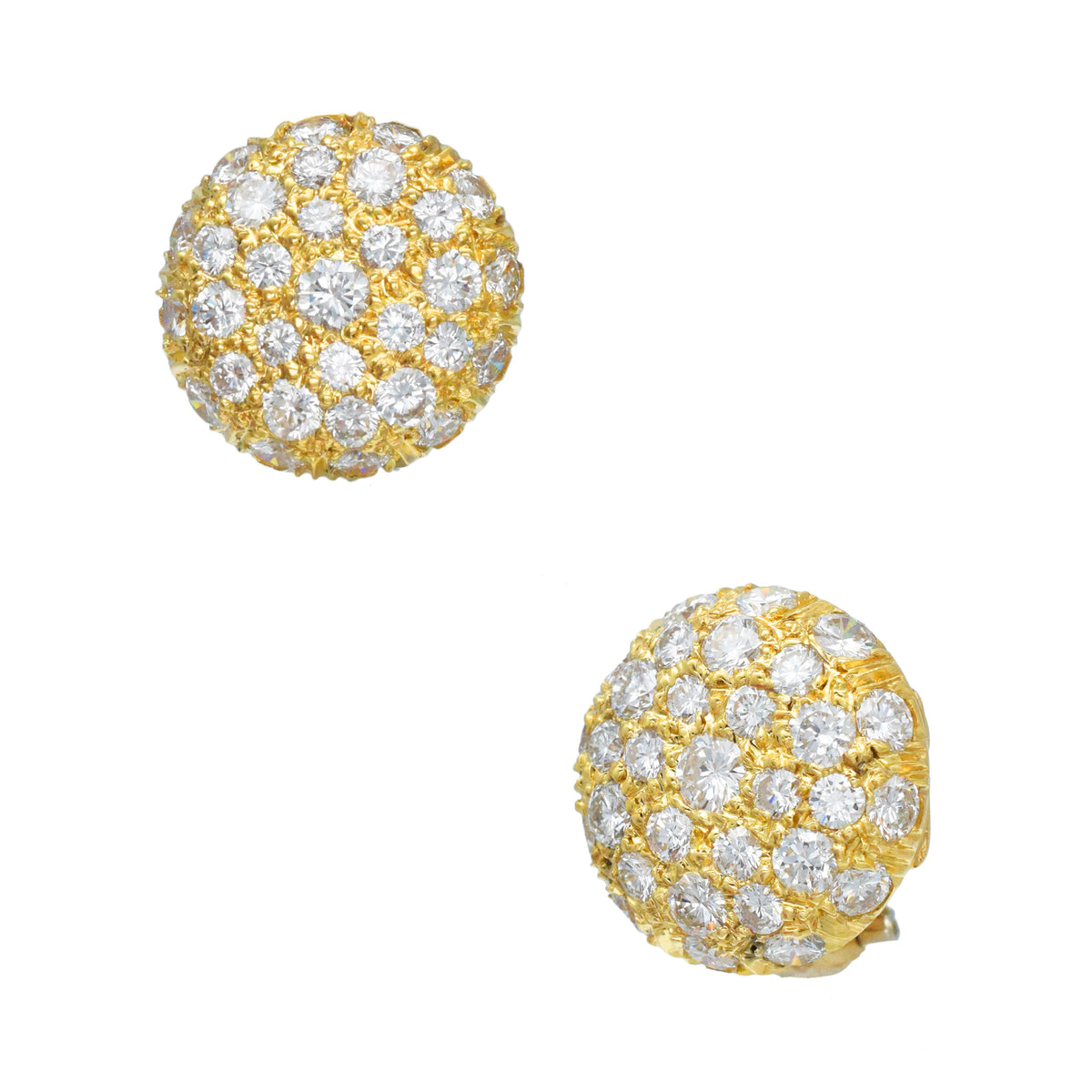 Harry Winston Diamond Button Clip On Earrings In 18k Yellow Gold By Jacques Timey