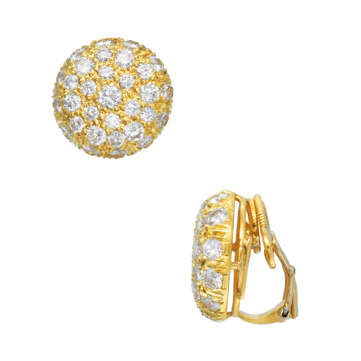 Harry Winston Diamond Button Clip On Earrings In 18k Yellow Gold By Jacques Timey