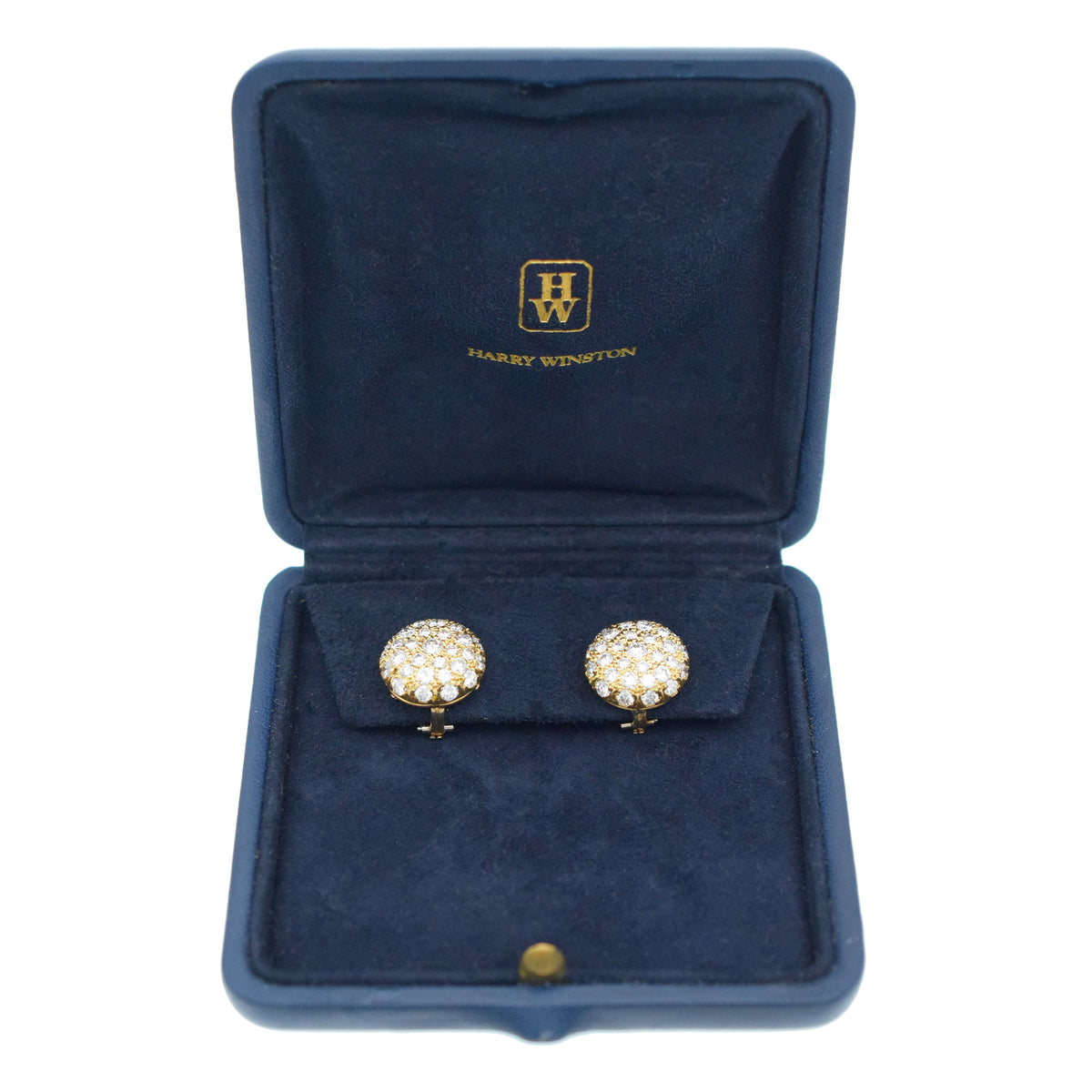 Harry Winston Diamond Button Clip On Earrings In 18k Yellow Gold By Jacques Timey