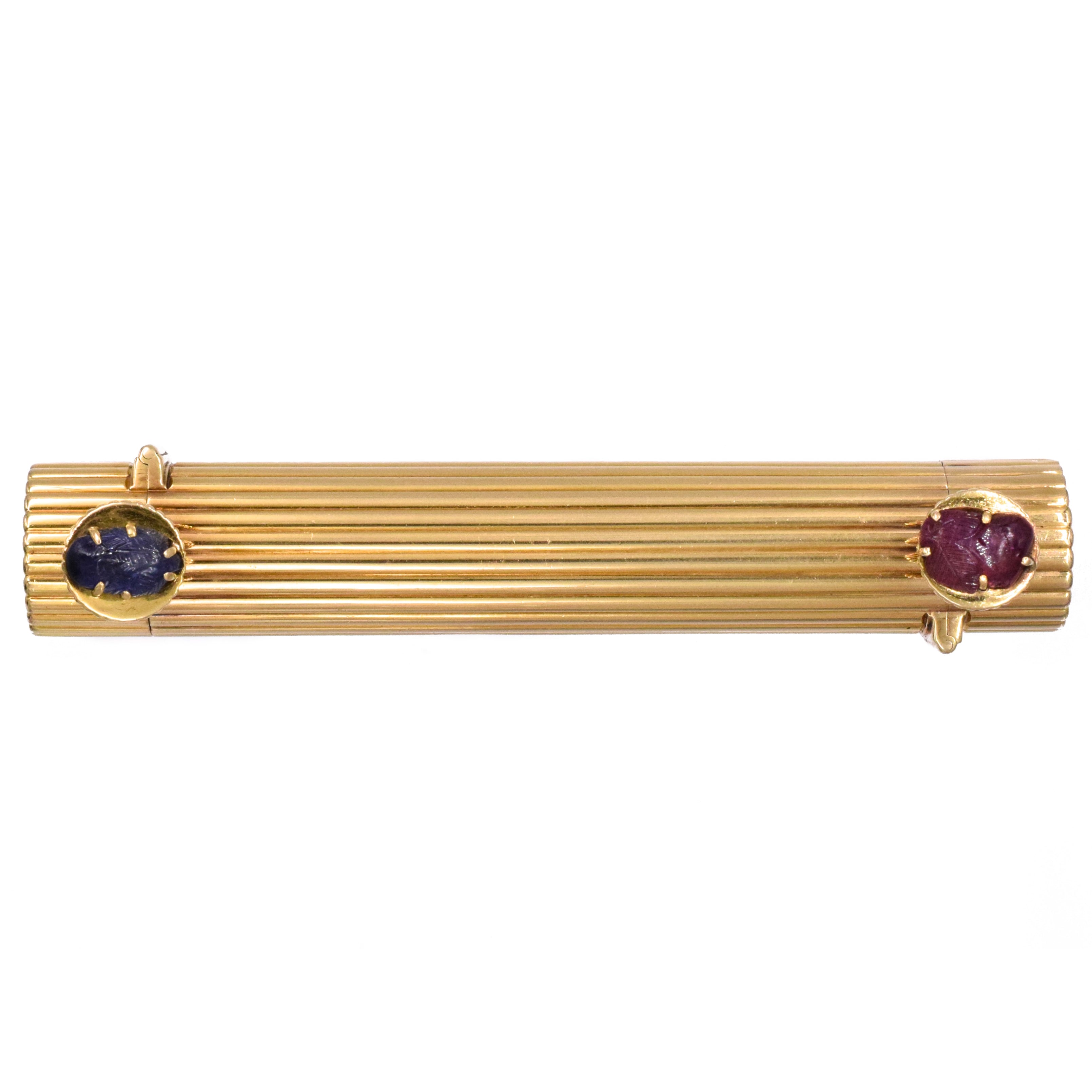 Cartier 1910-1920's Double Two-Sided Lipstick Holder In 18k Gold